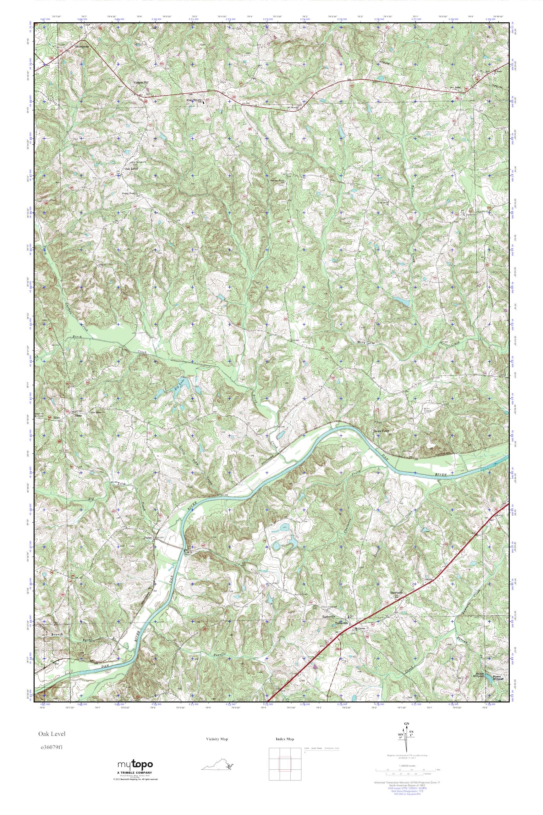 MyTopo Oak Level, Virginia USGS Quad Topo Map
