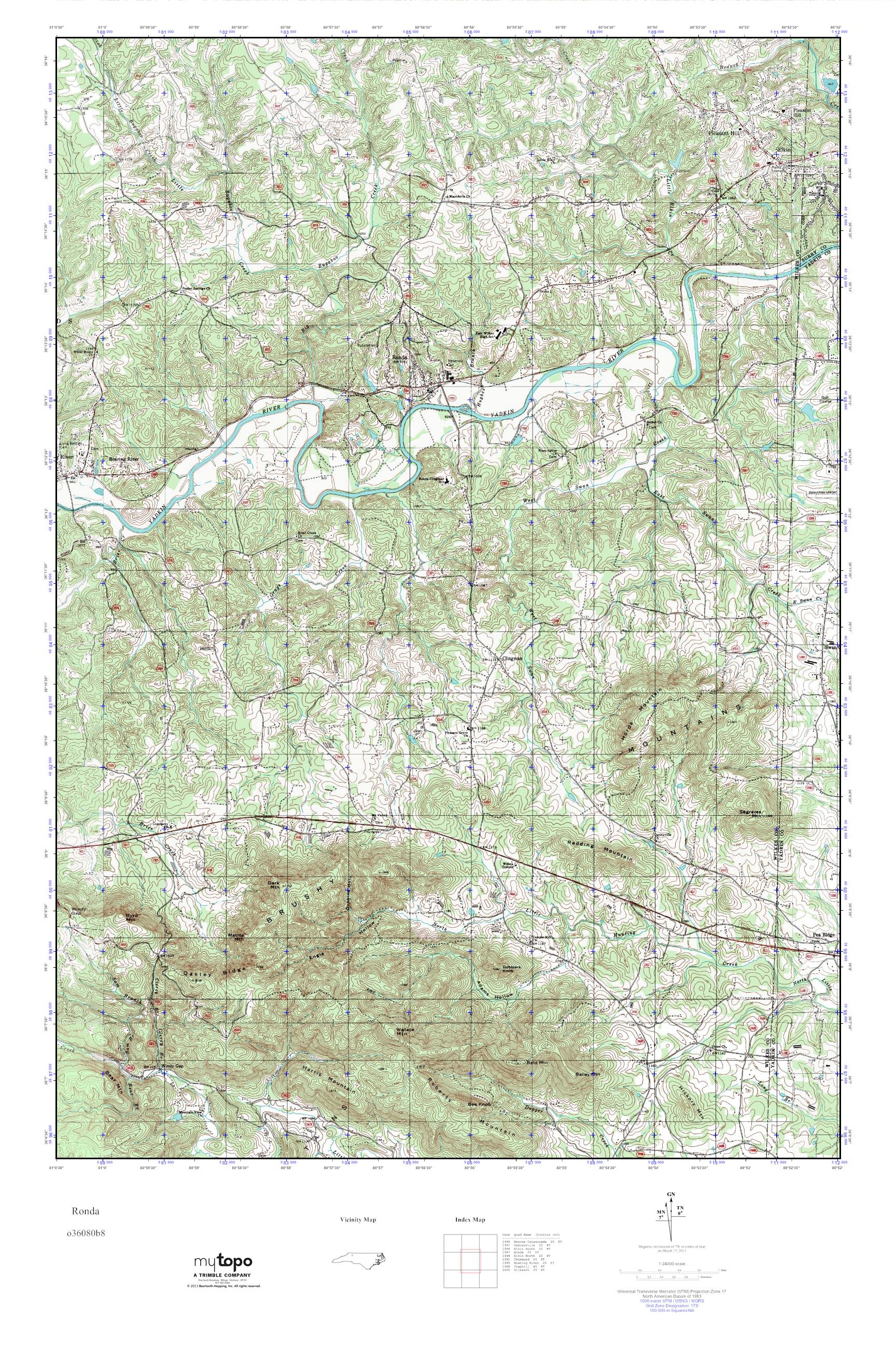 MyTopo Ronda, North Carolina USGS Quad Topo Map