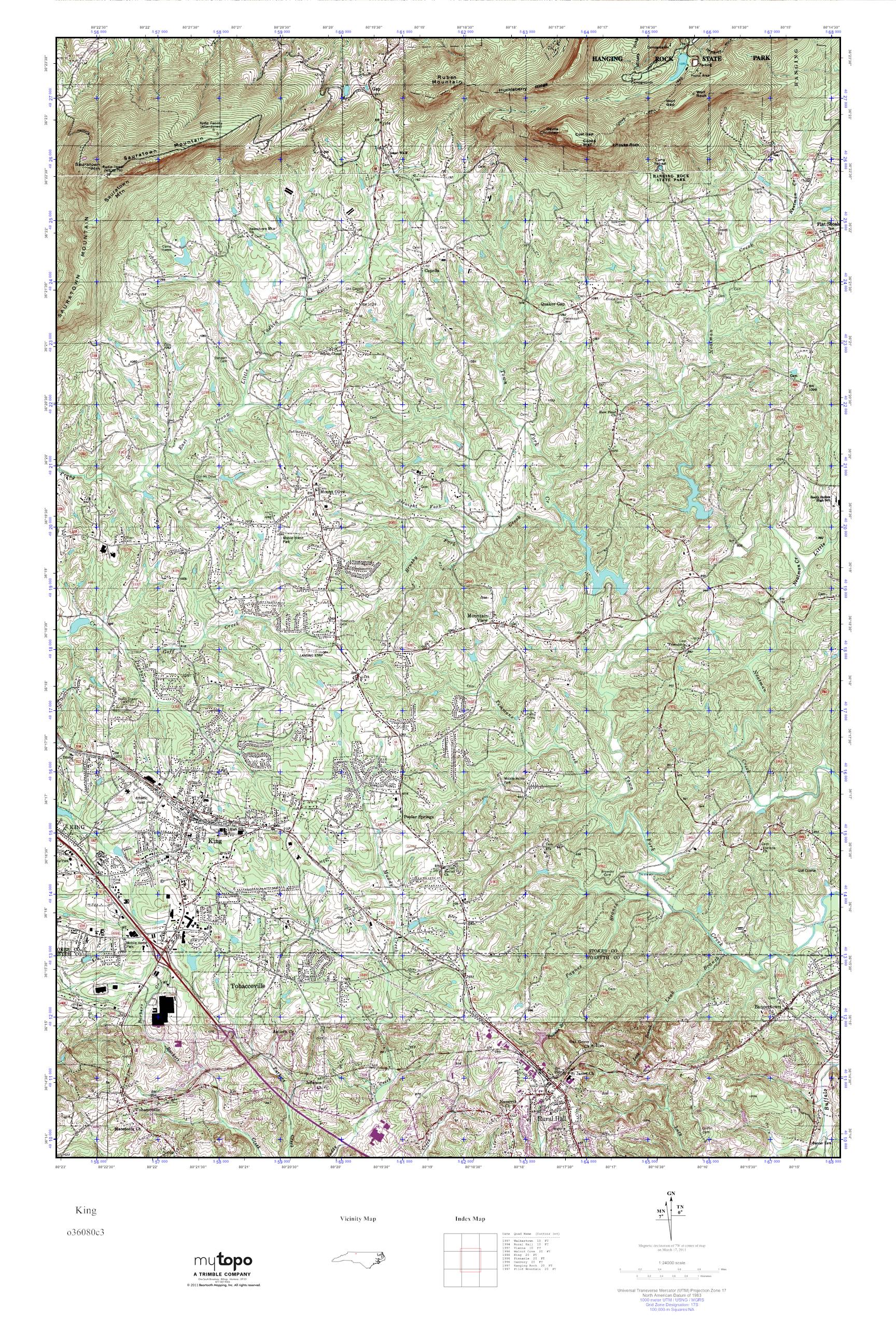 MyTopo King, North Carolina USGS Quad Topo Map