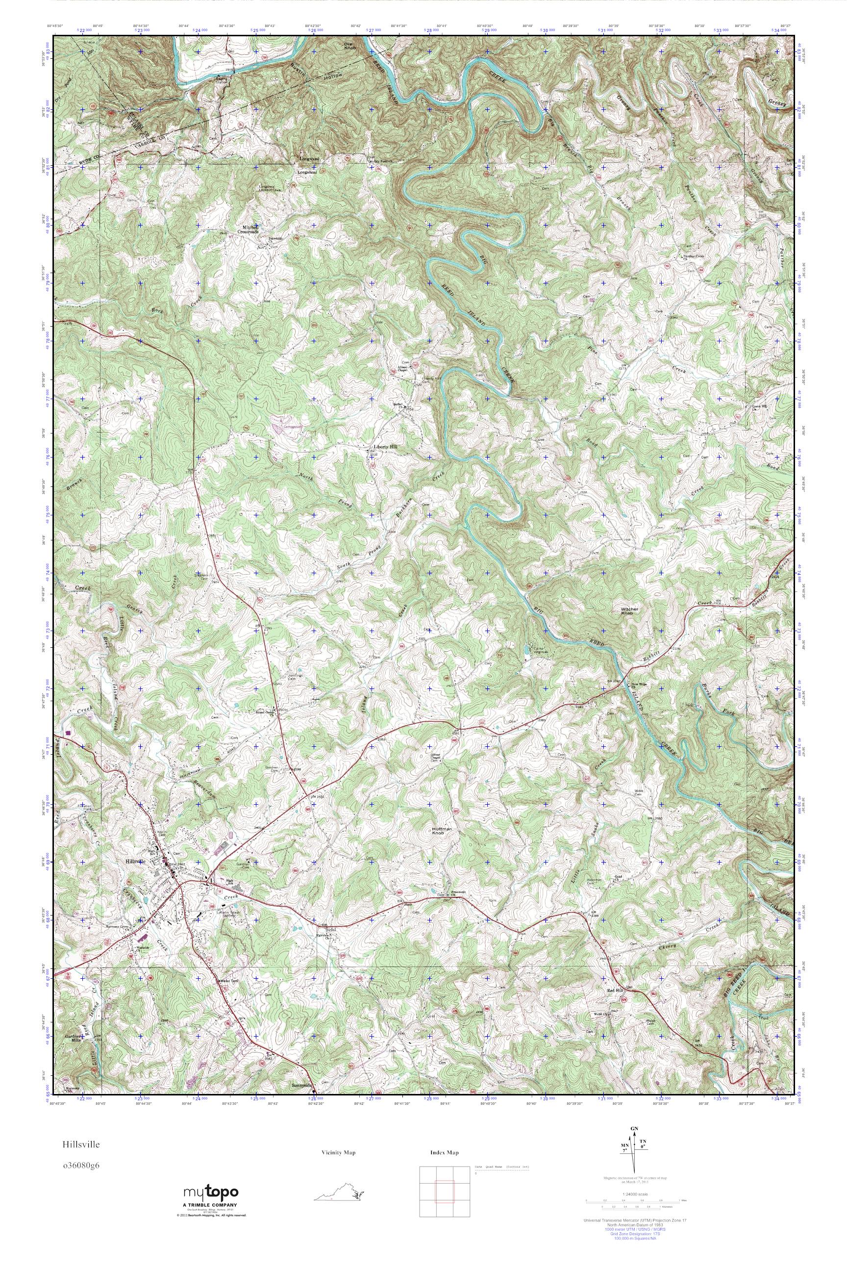 MyTopo Hillsville, Virginia USGS Quad Topo Map