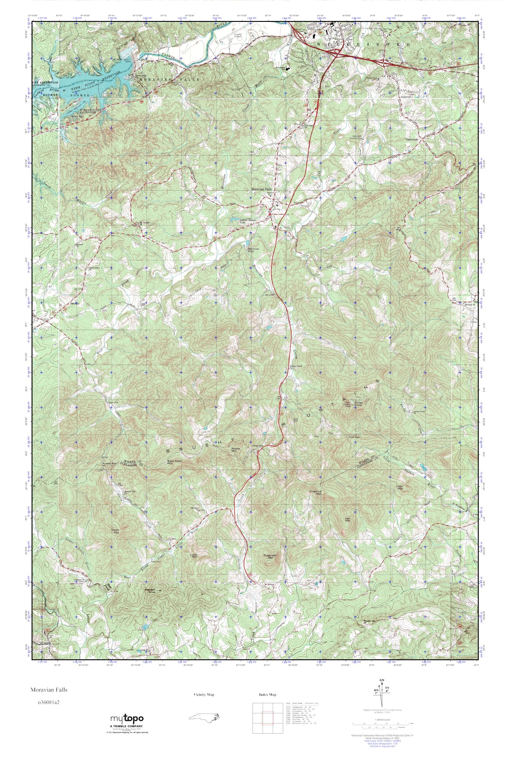 MyTopo Moravian Falls, North Carolina USGS Quad Topo Map