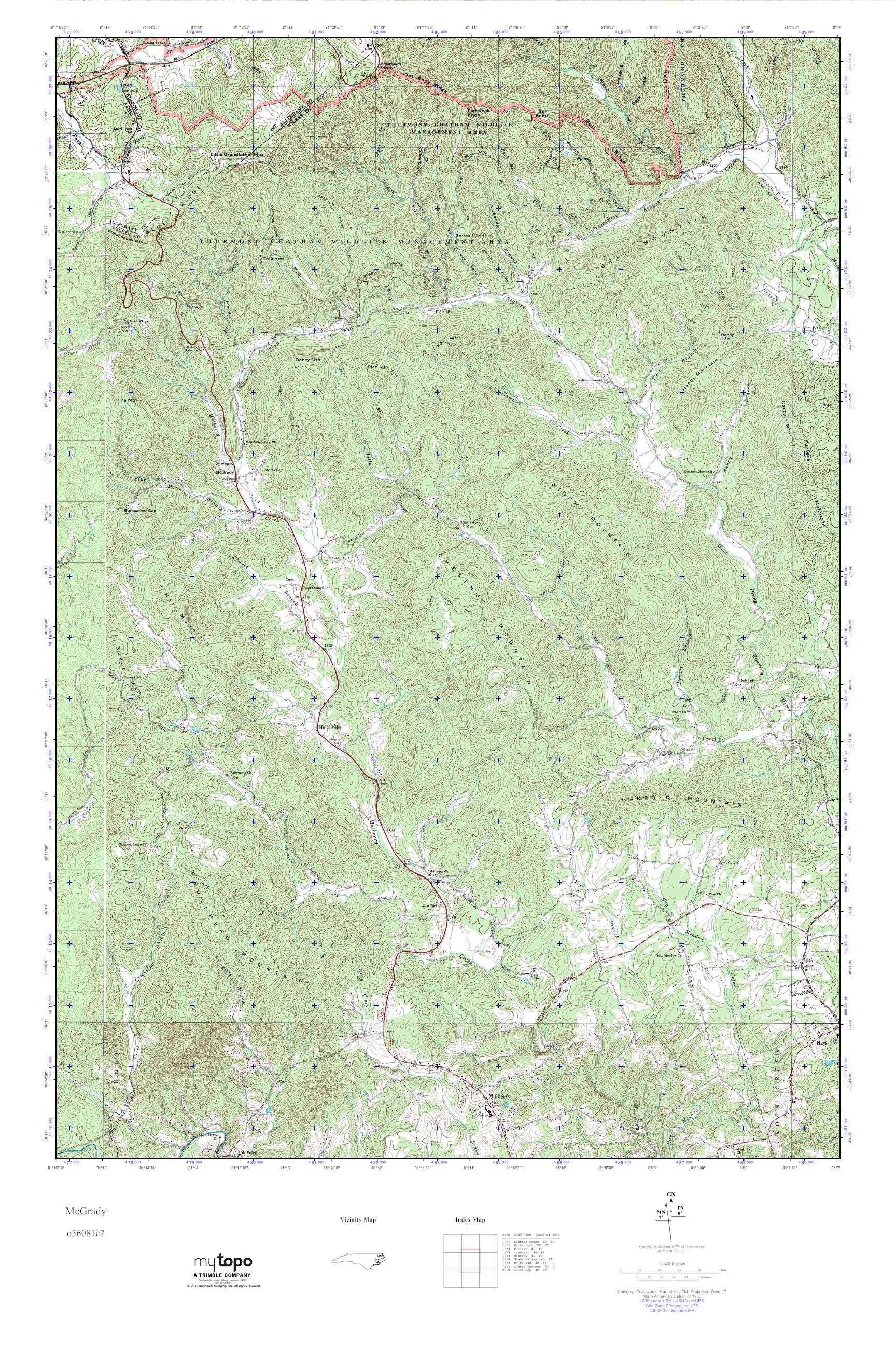 MyTopo McGrady, North Carolina USGS Quad Topo Map