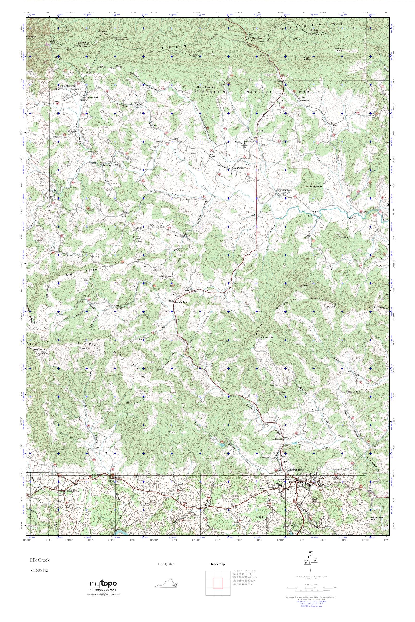 MyTopo Elk Creek, Virginia USGS Quad Topo Map