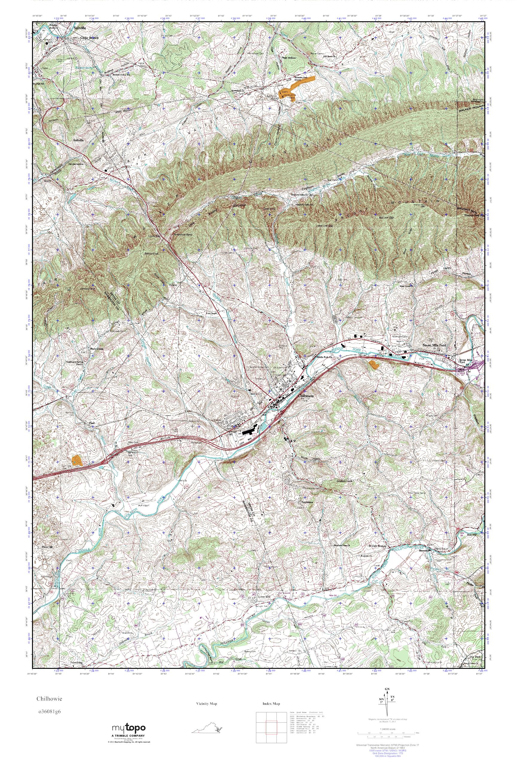 MyTopo Chilhowie, Virginia USGS Quad Topo Map