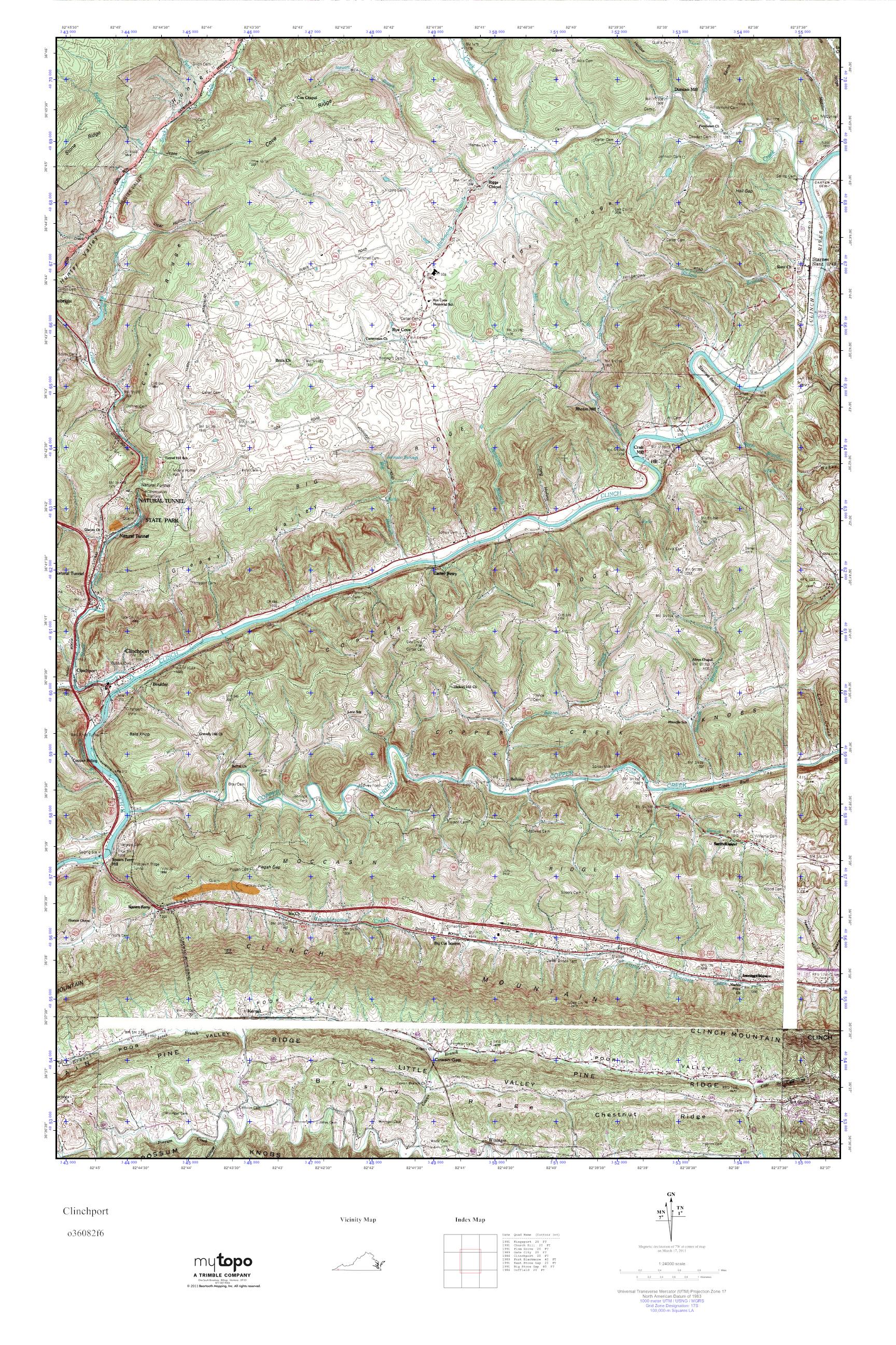 MyTopo Clinchport, Virginia USGS Quad Topo Map