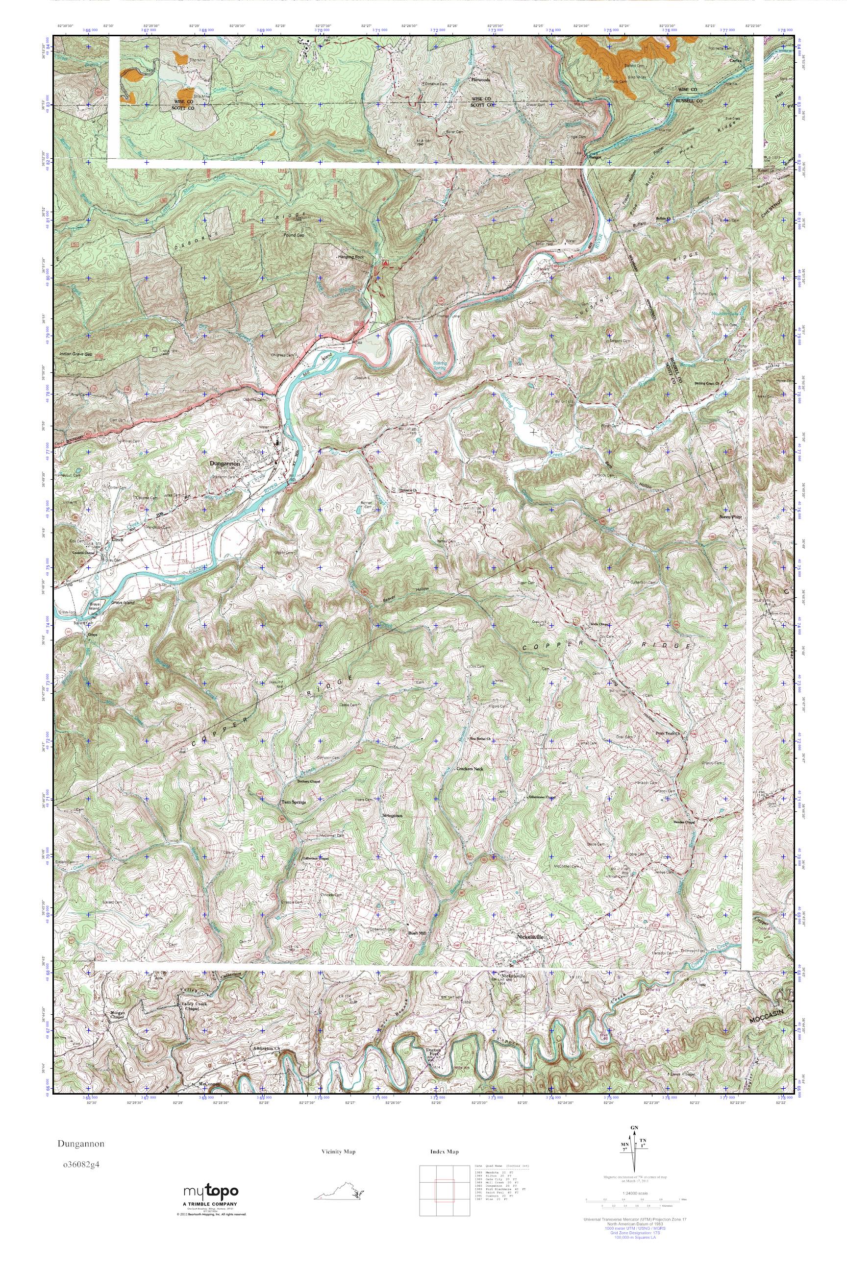 MyTopo Dungannon, Virginia USGS Quad Topo Map