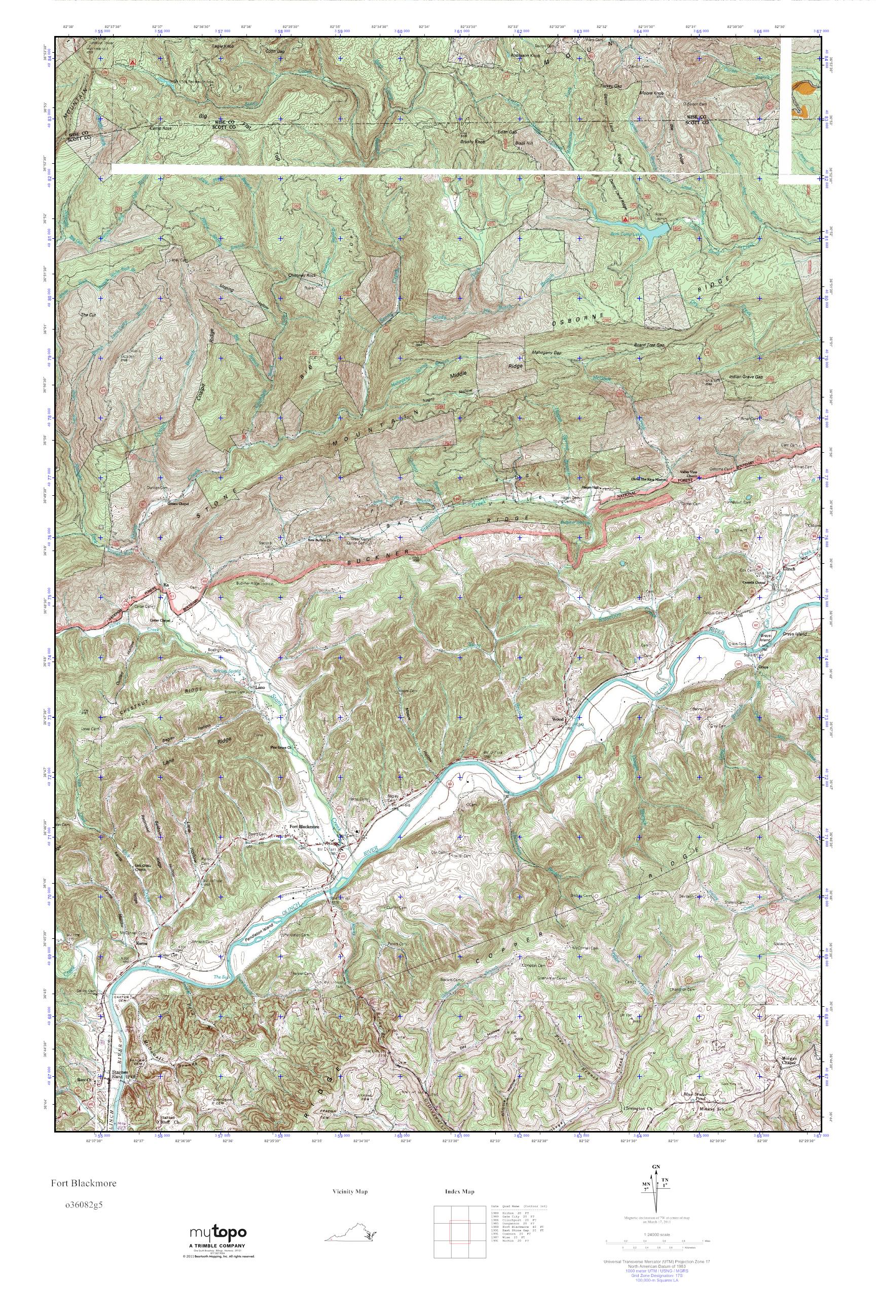 MyTopo Fort Blackmore, Virginia USGS Quad Topo Map