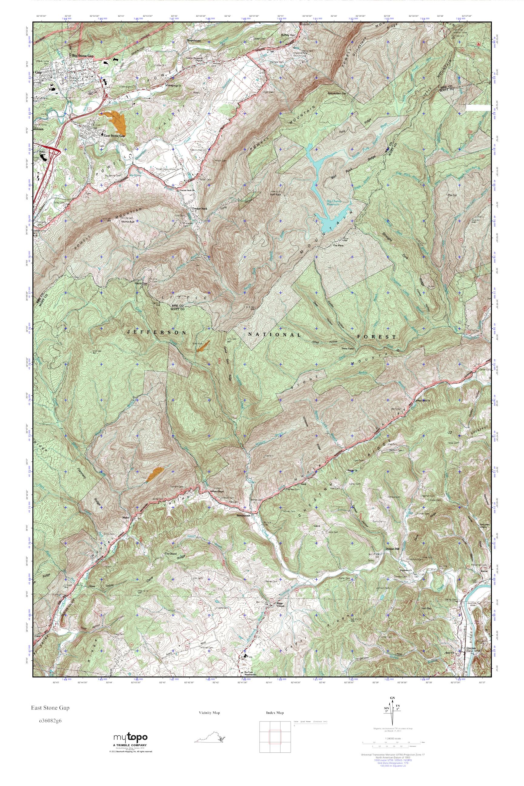 MyTopo East Stone Gap, Virginia USGS Quad Topo Map