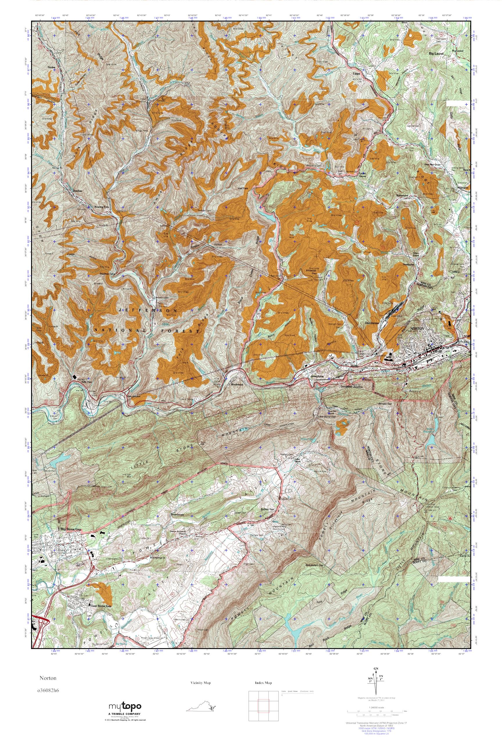 MyTopo Norton, Virginia USGS Quad Topo Map