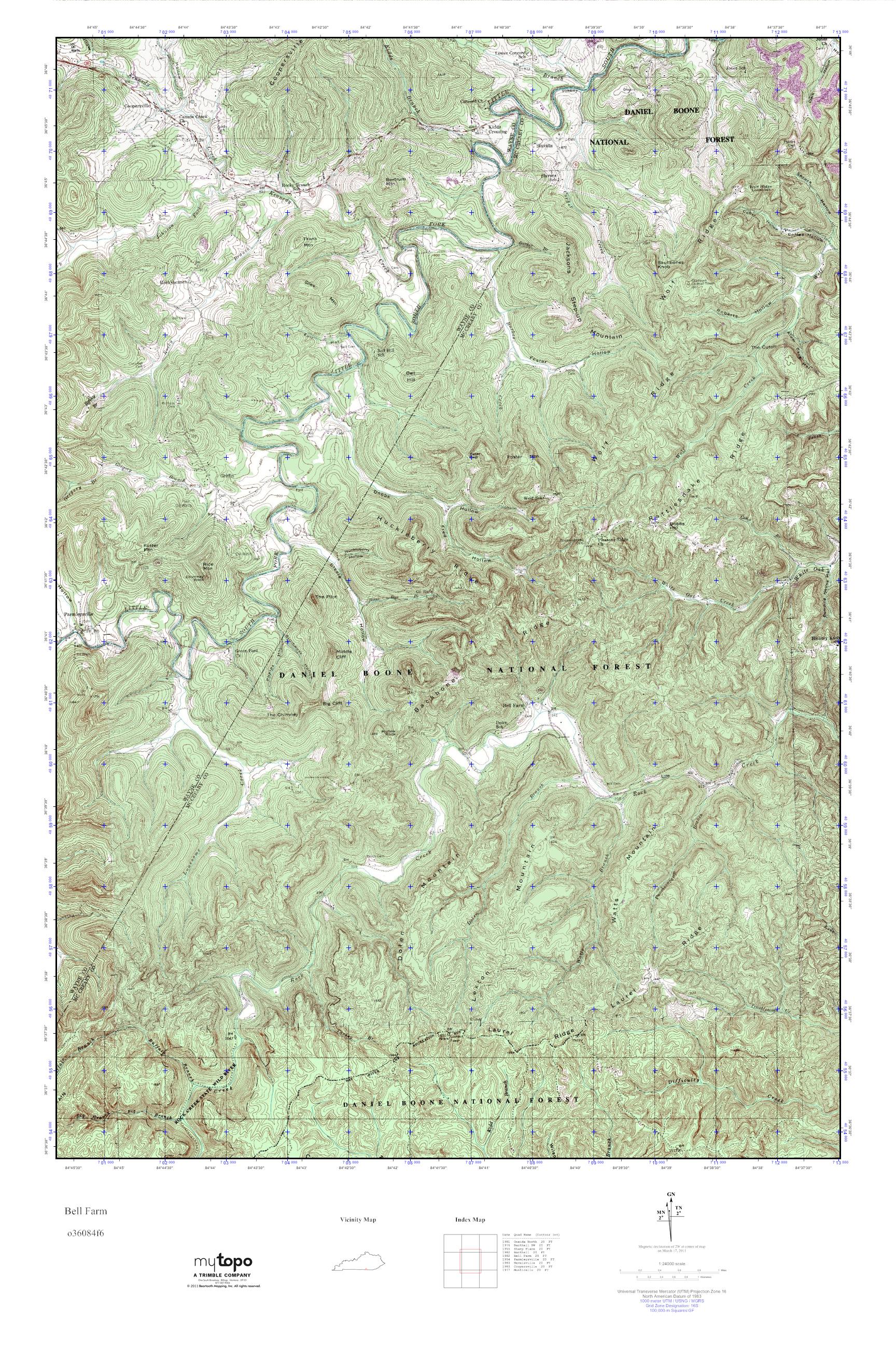 MyTopo Bell Farm, Kentucky USGS Quad Topo Map
