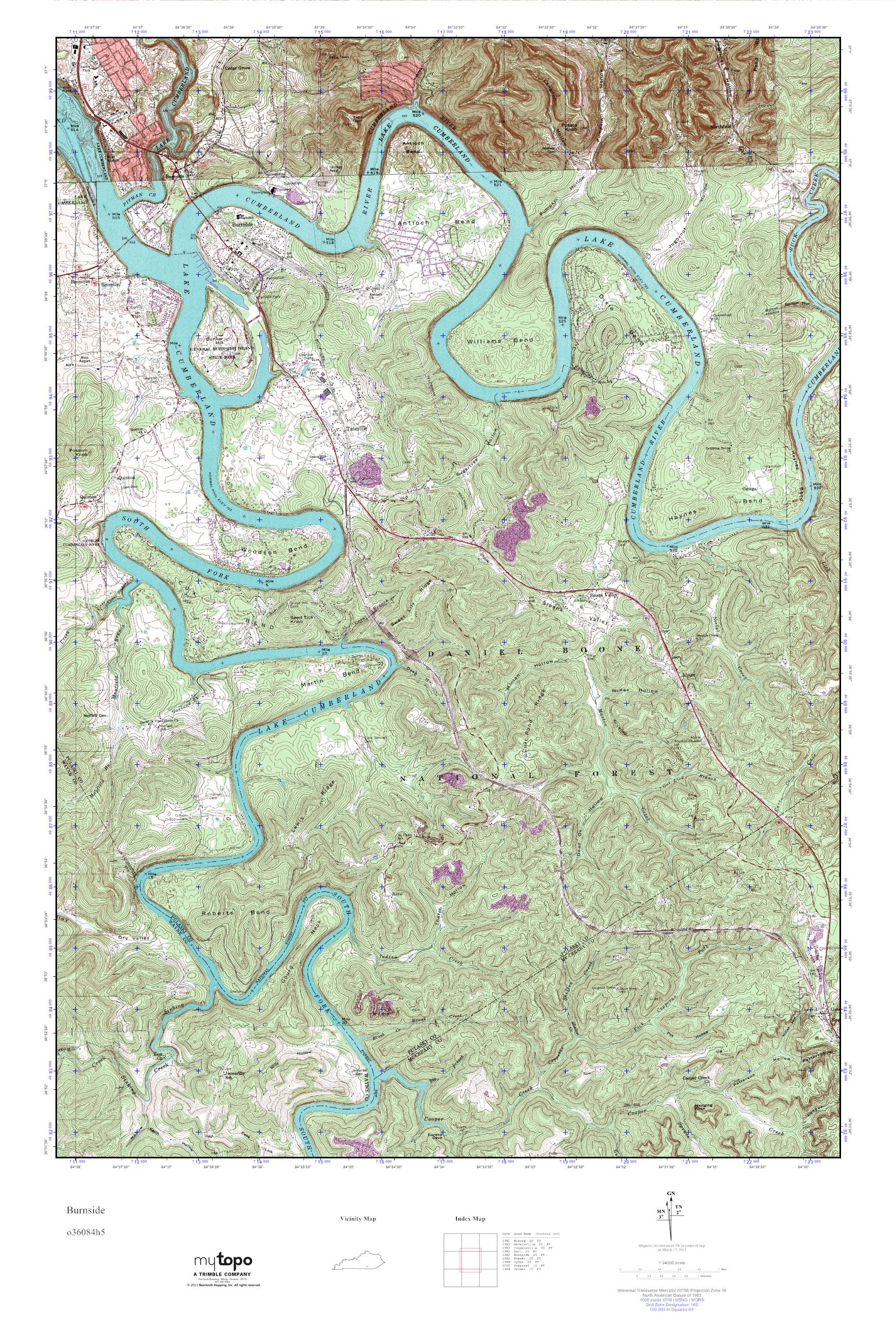 MyTopo Burnside, Kentucky USGS Quad Topo Map