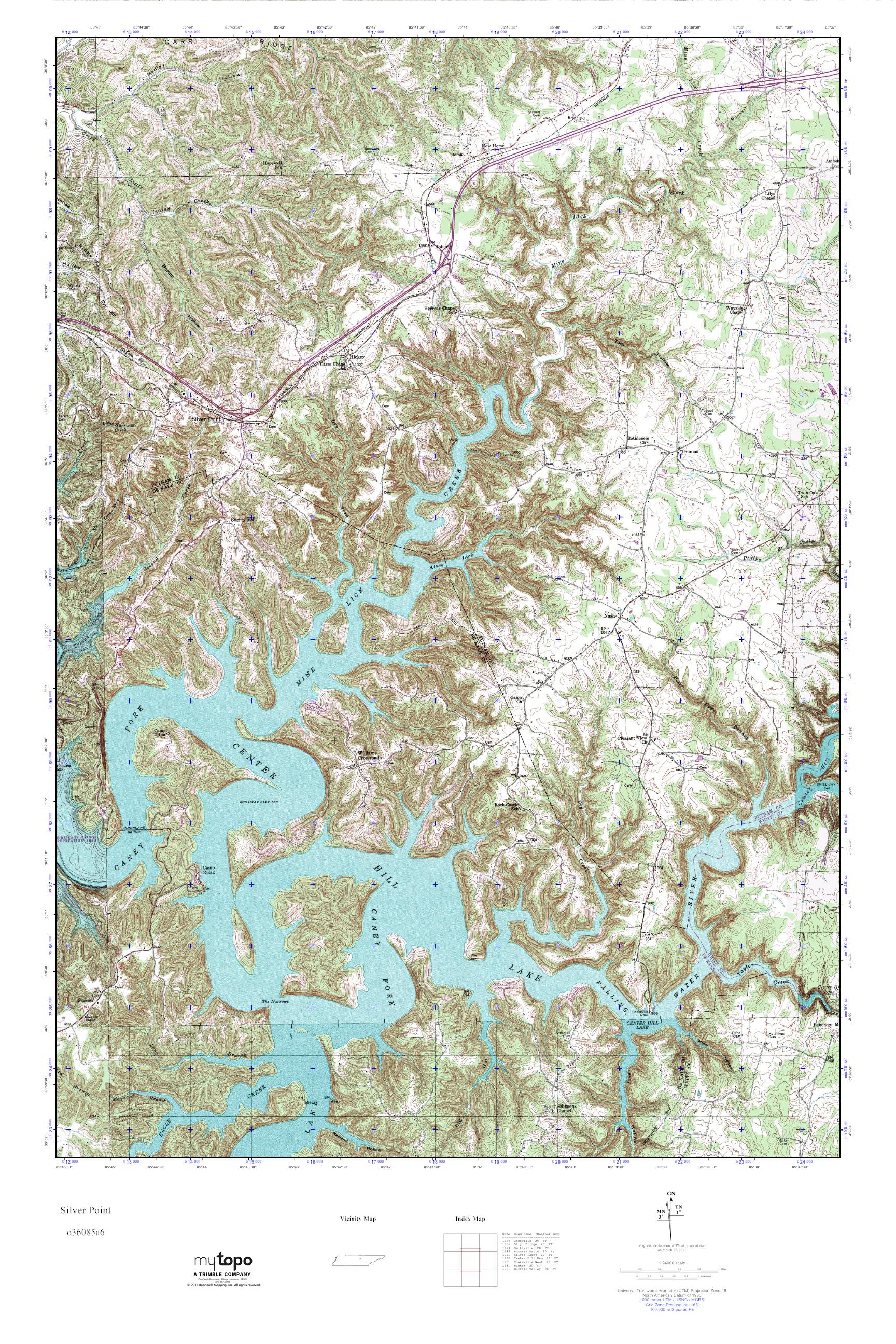 MyTopo Silver Point, Tennessee USGS Quad Topo Map