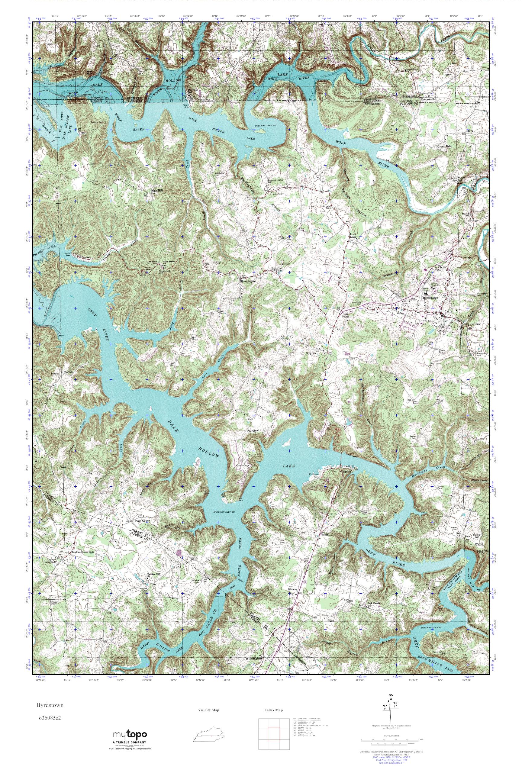MyTopo Byrdstown, Tennessee USGS Quad Topo Map