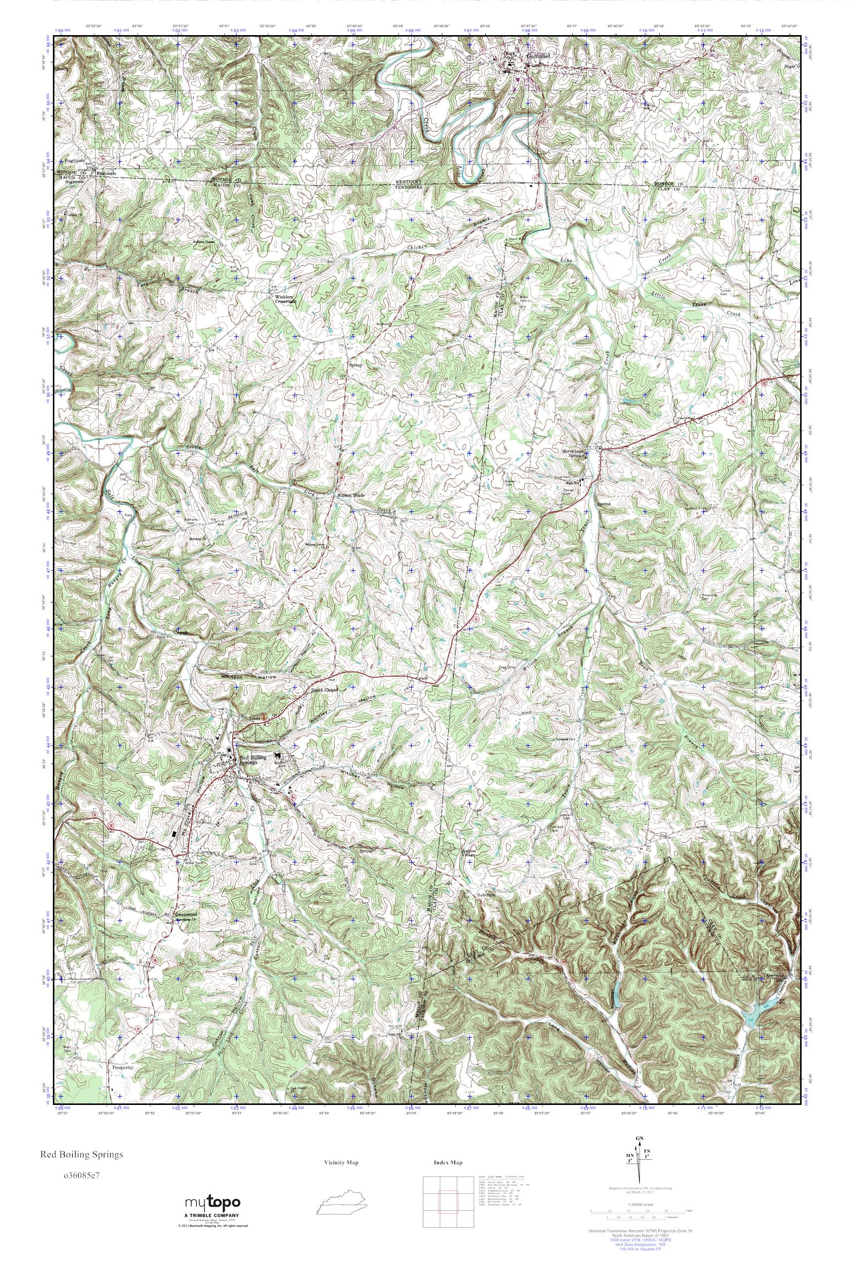 MyTopo Red Boiling Springs, Tennessee USGS Quad Topo Map