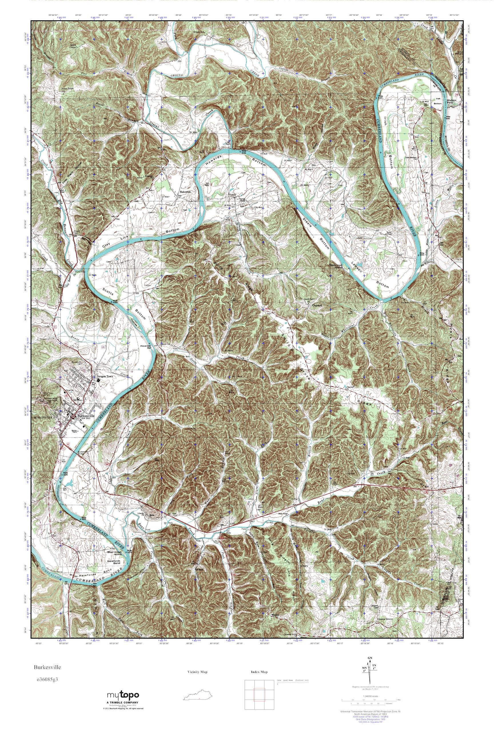 MyTopo Burkesville, Kentucky USGS Quad Topo Map