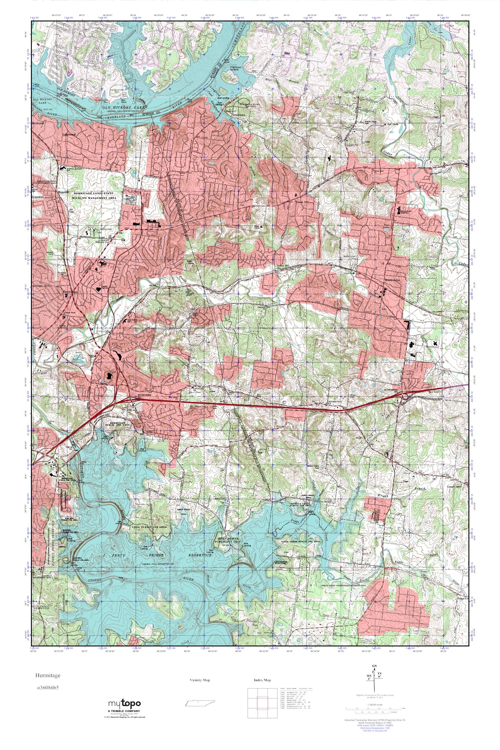 MyTopo Hermitage, Tennessee USGS Quad Topo Map