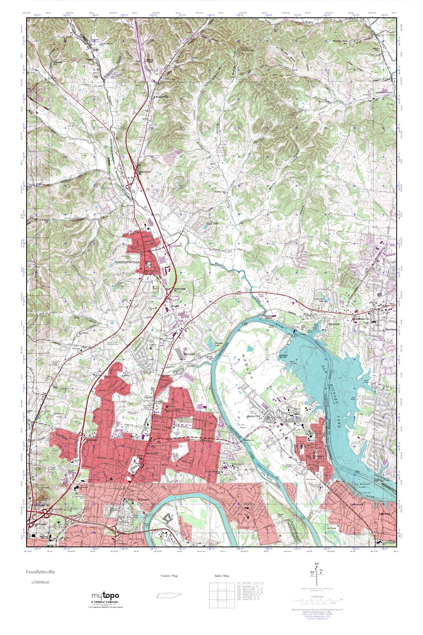 MyTopo Goodlettsville, Tennessee USGS Quad Topo Map