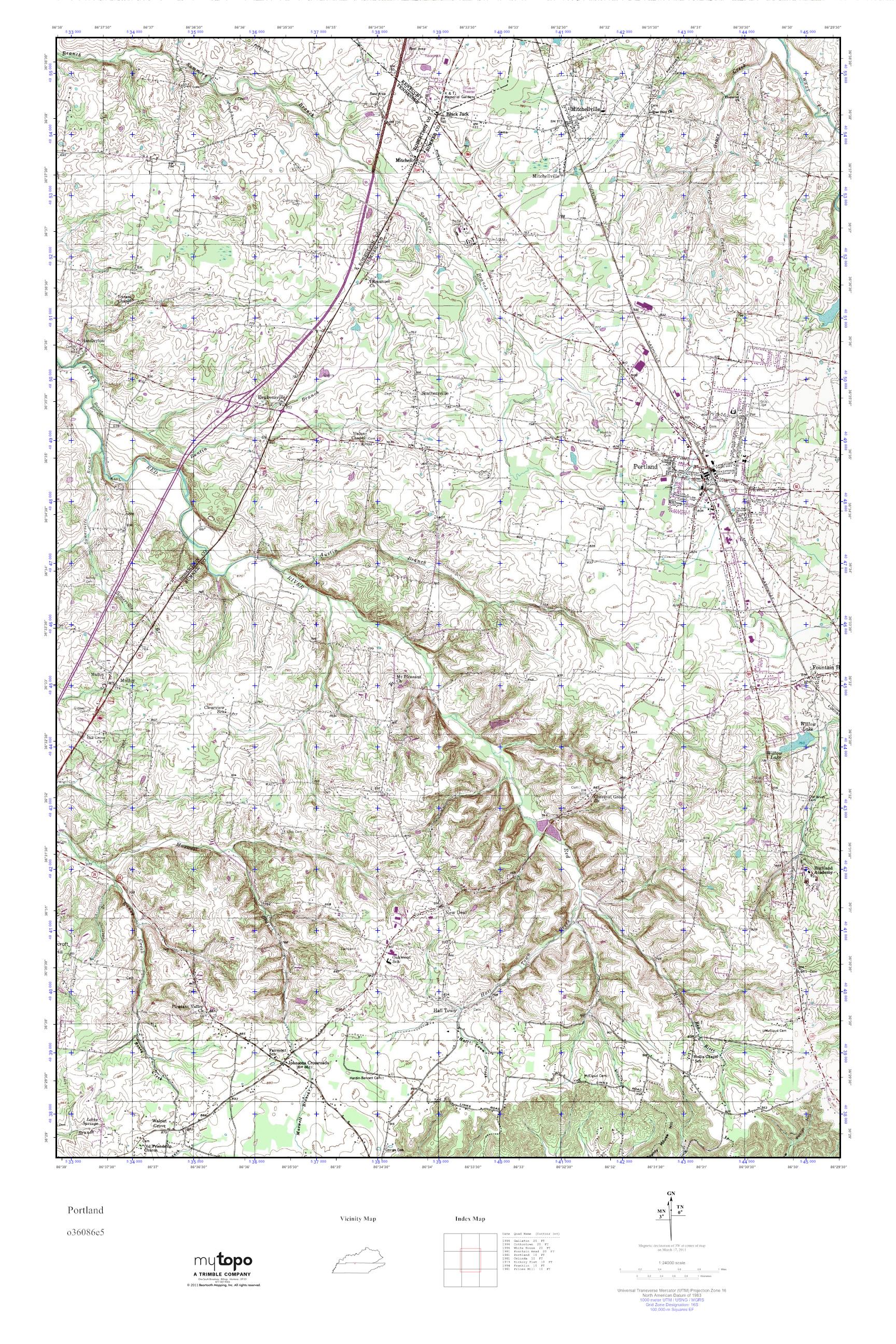 MyTopo Portland, Tennessee USGS Quad Topo Map