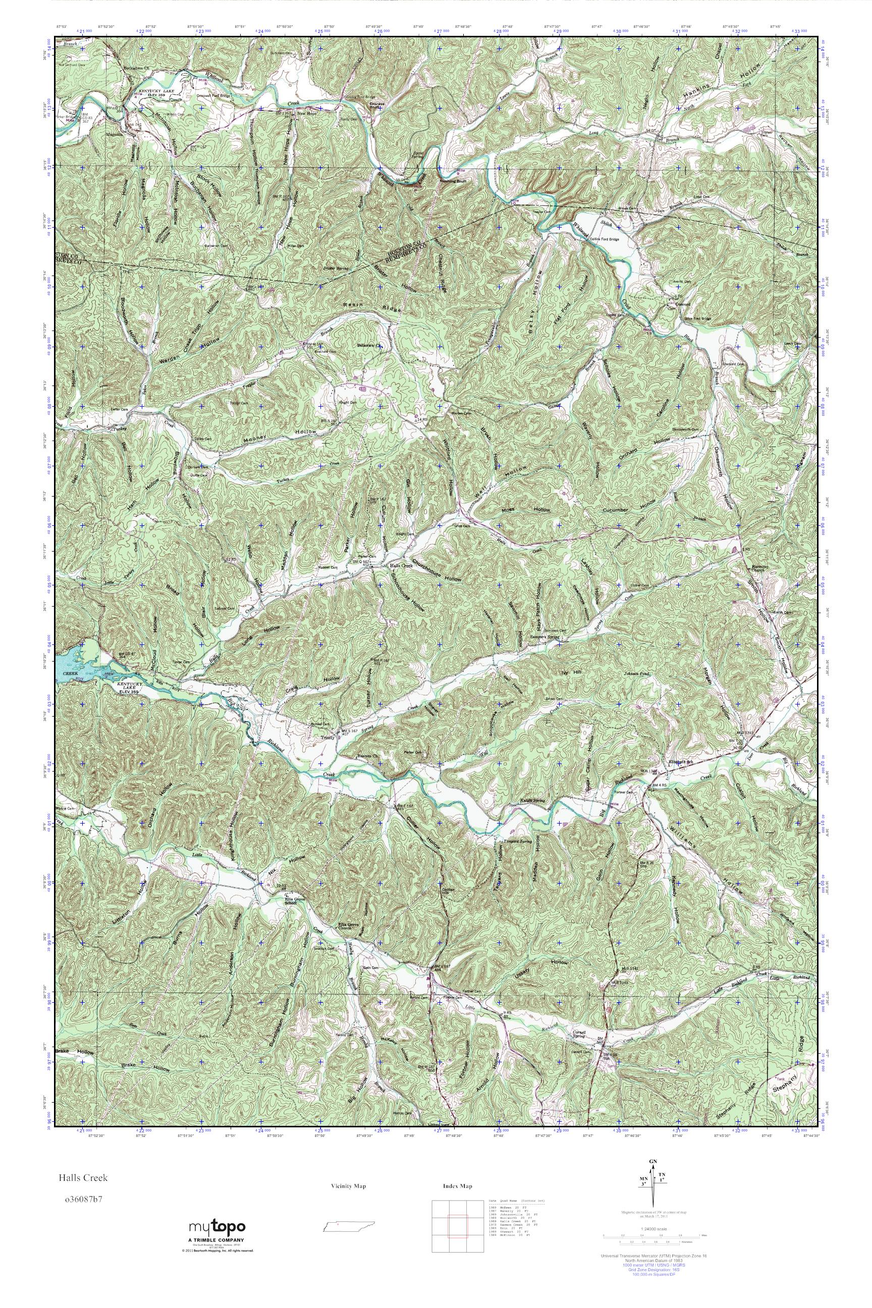 MyTopo Halls Creek, Tennessee USGS Quad Topo Map