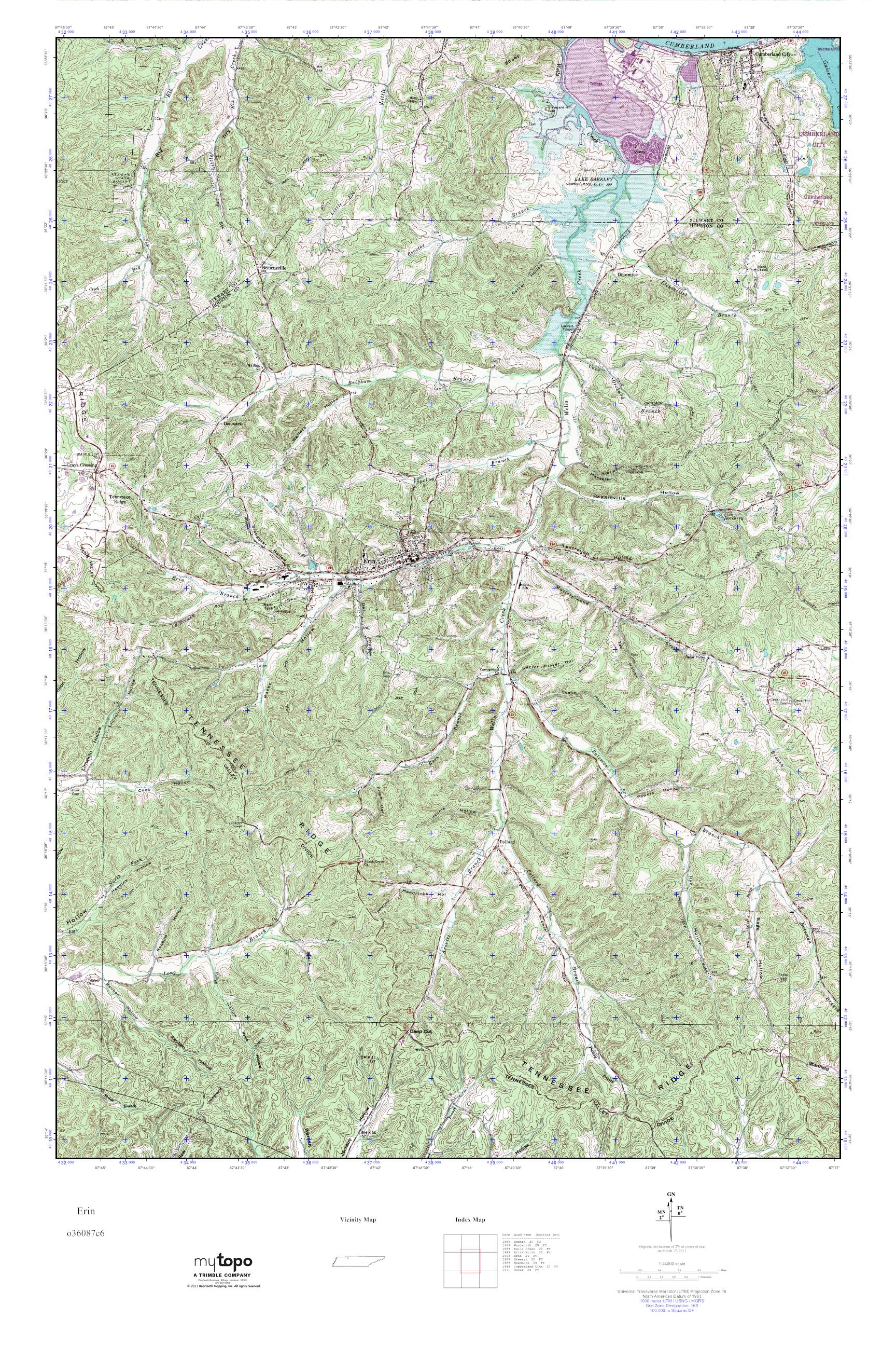 MyTopo Erin, Tennessee USGS Quad Topo Map