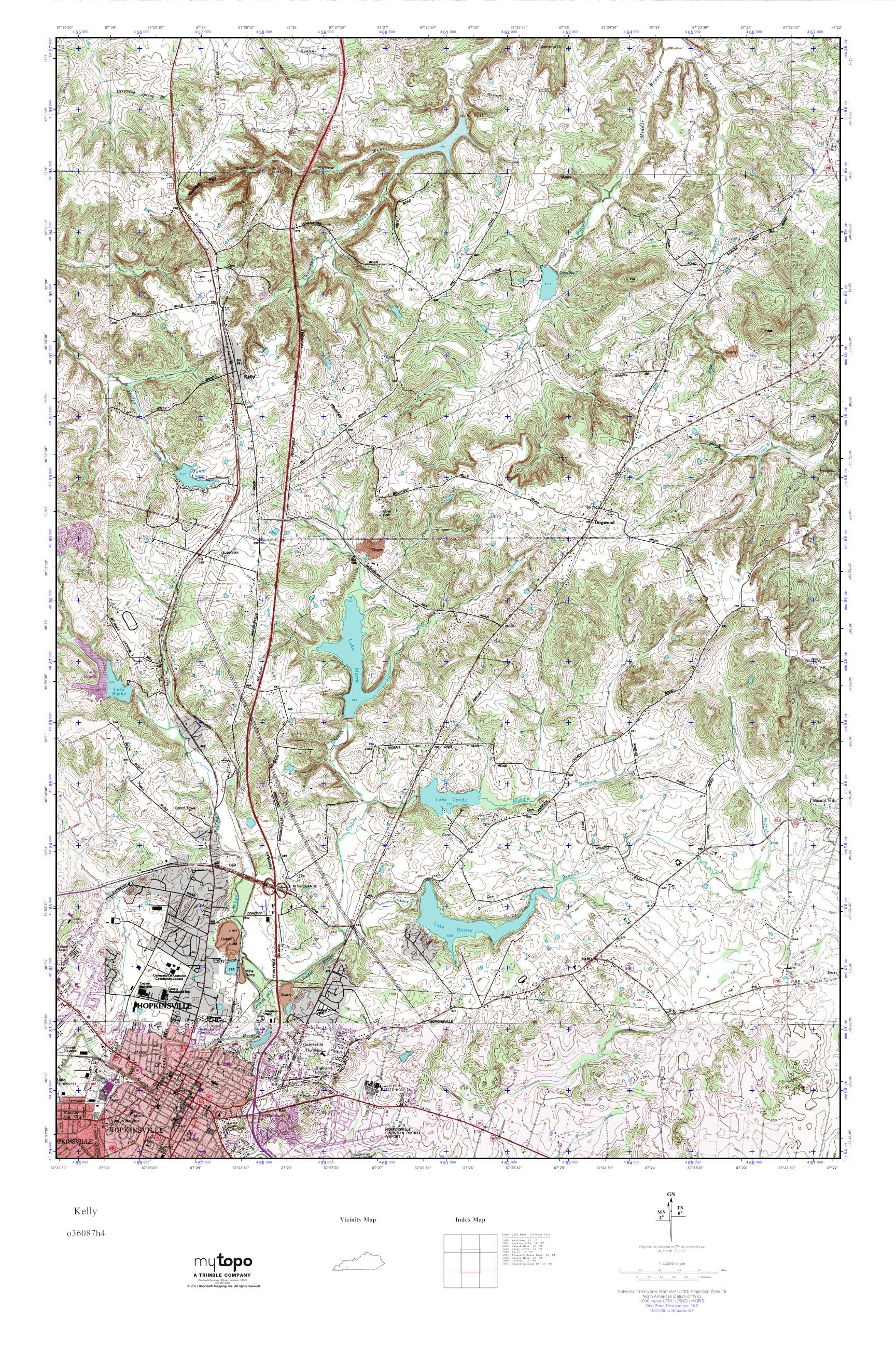 MyTopo Kelly, Kentucky USGS Quad Topo Map