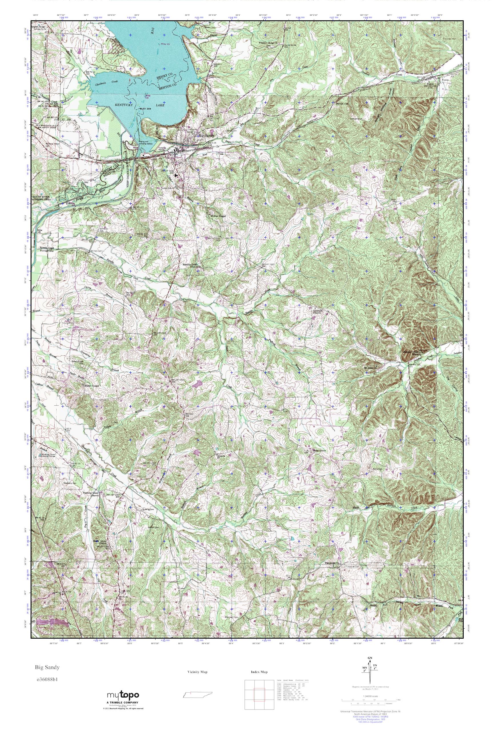 MyTopo Big Sandy, Tennessee USGS Quad Topo Map