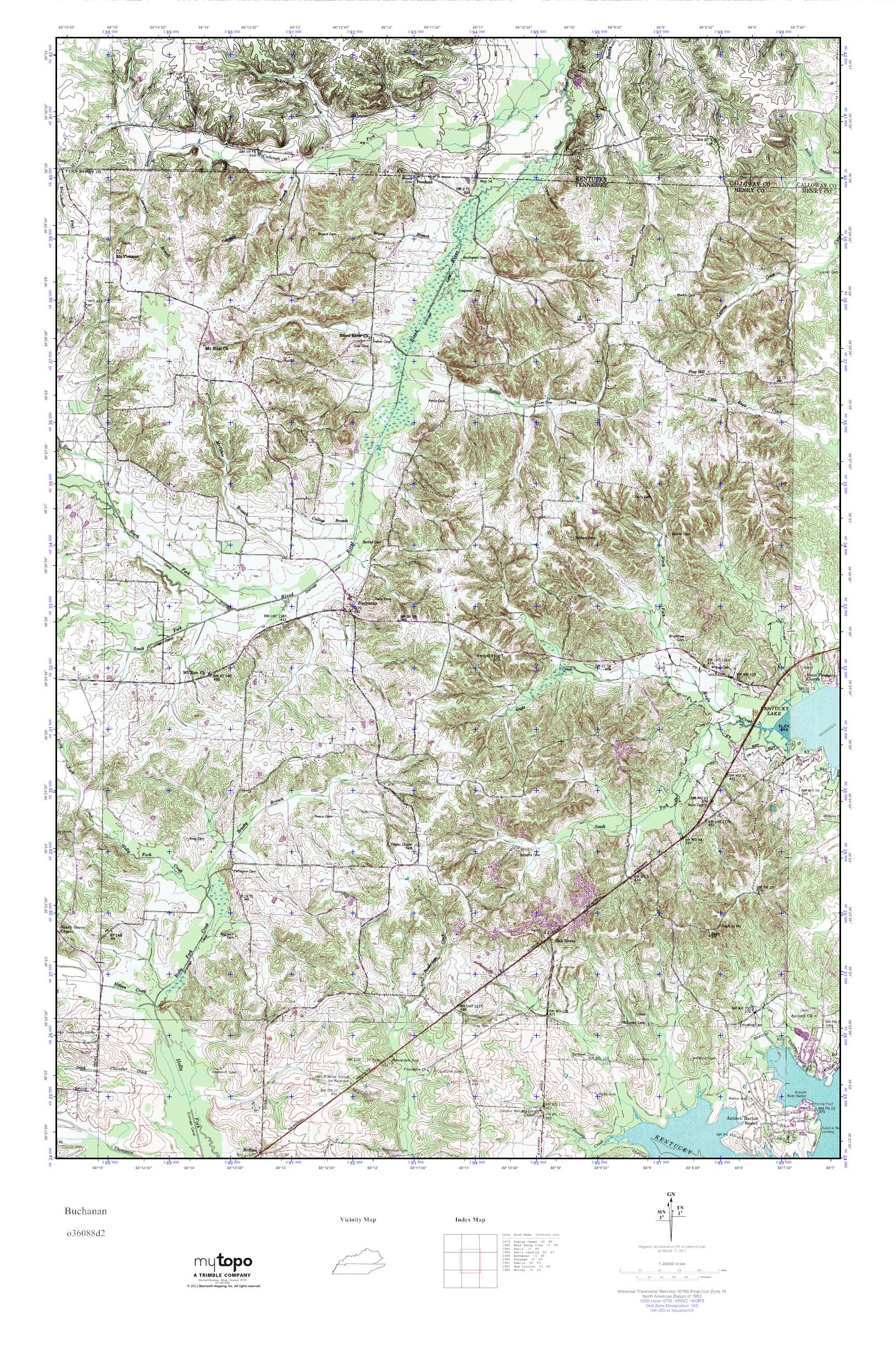 MyTopo Buchanan, Tennessee USGS Quad Topo Map
