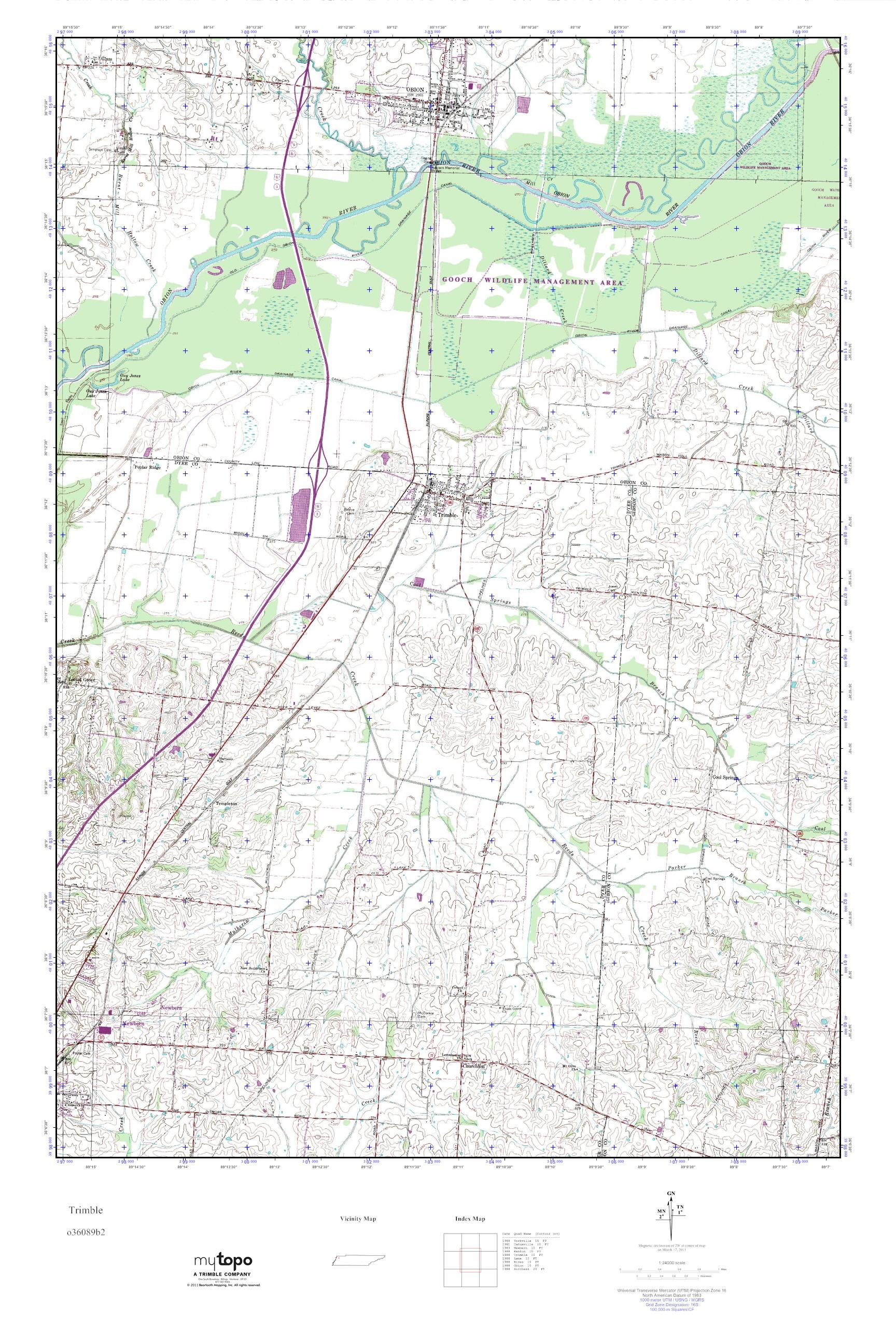 MyTopo Trimble, Tennessee USGS Quad Topo Map