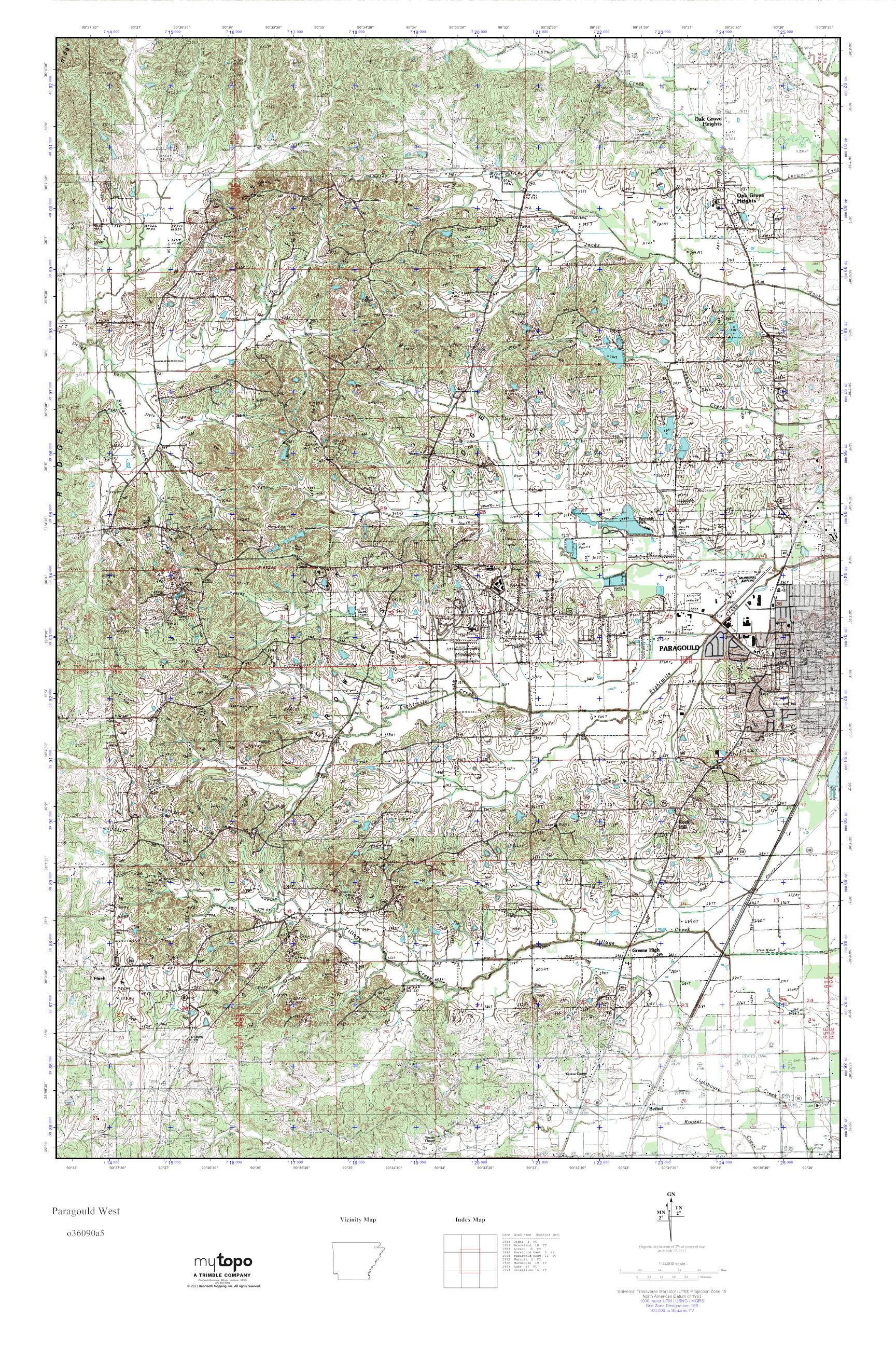 MyTopo Paragould West, Arkansas USGS Quad Topo Map