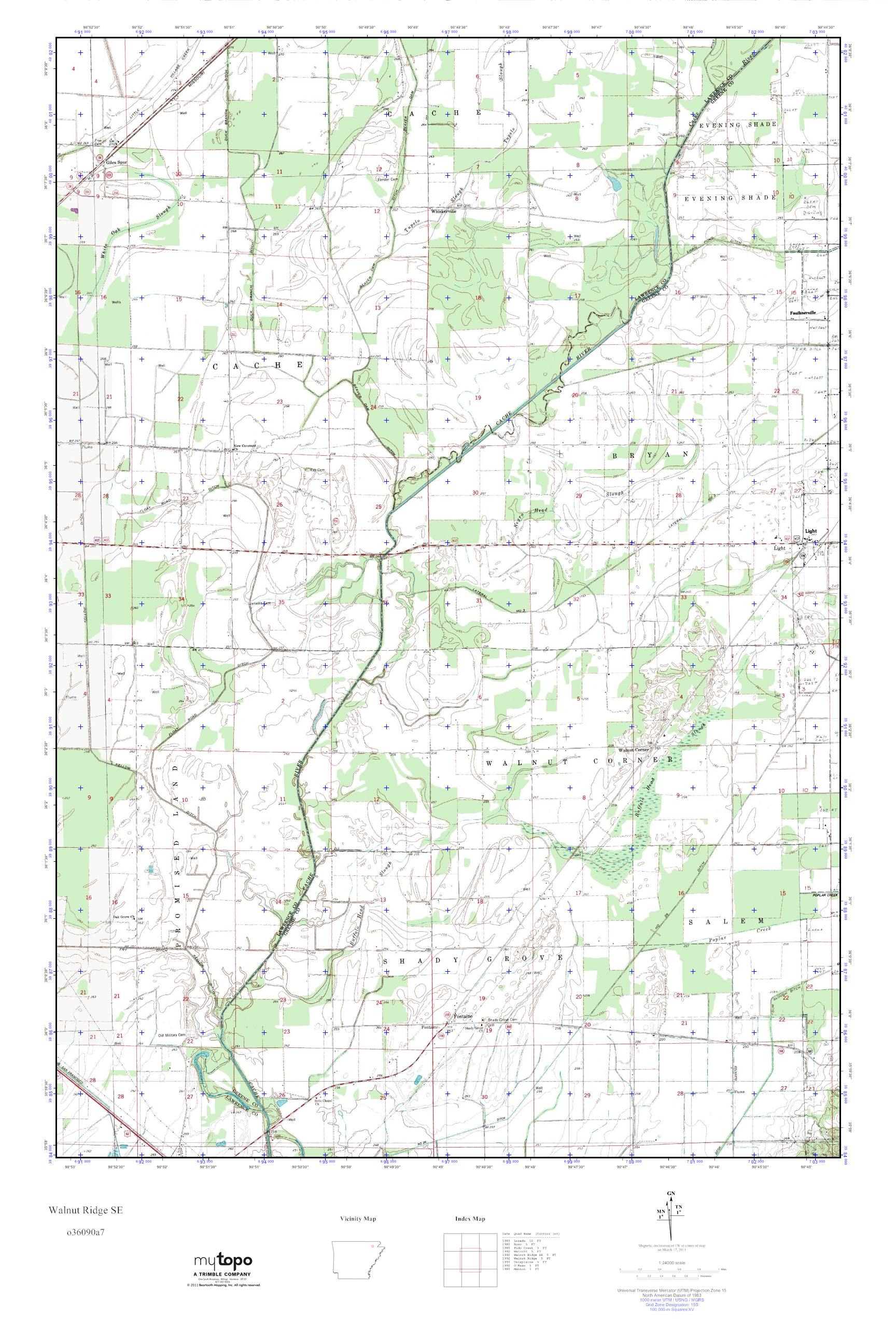 MyTopo Walnut Ridge SE, Arkansas USGS Quad Topo Map
