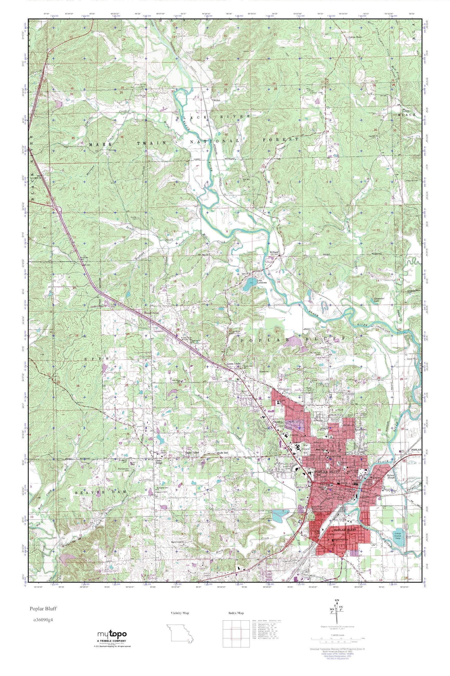 MyTopo Poplar Bluff, Missouri USGS Quad Topo Map