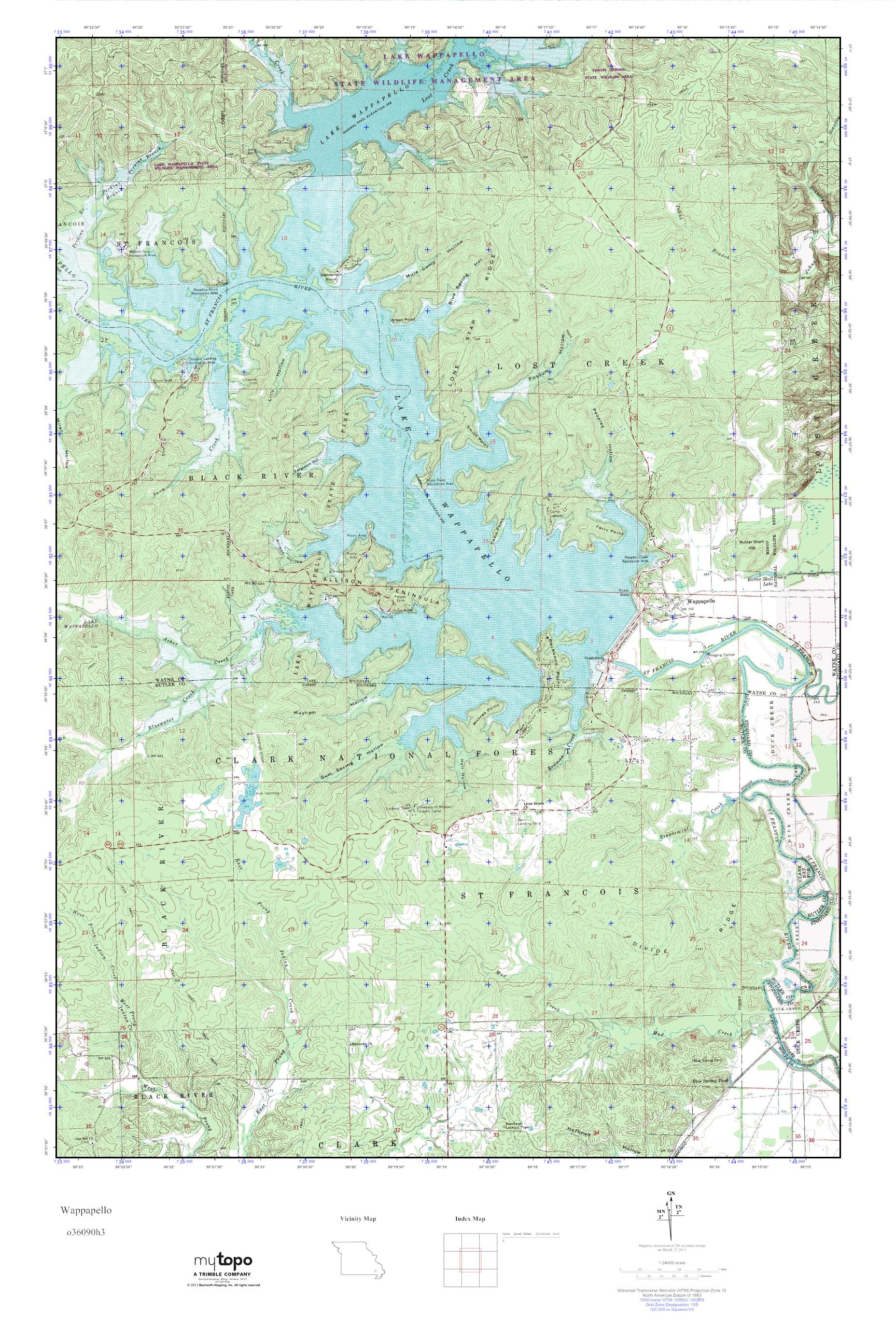 MyTopo Wappapello, Missouri USGS Quad Topo Map