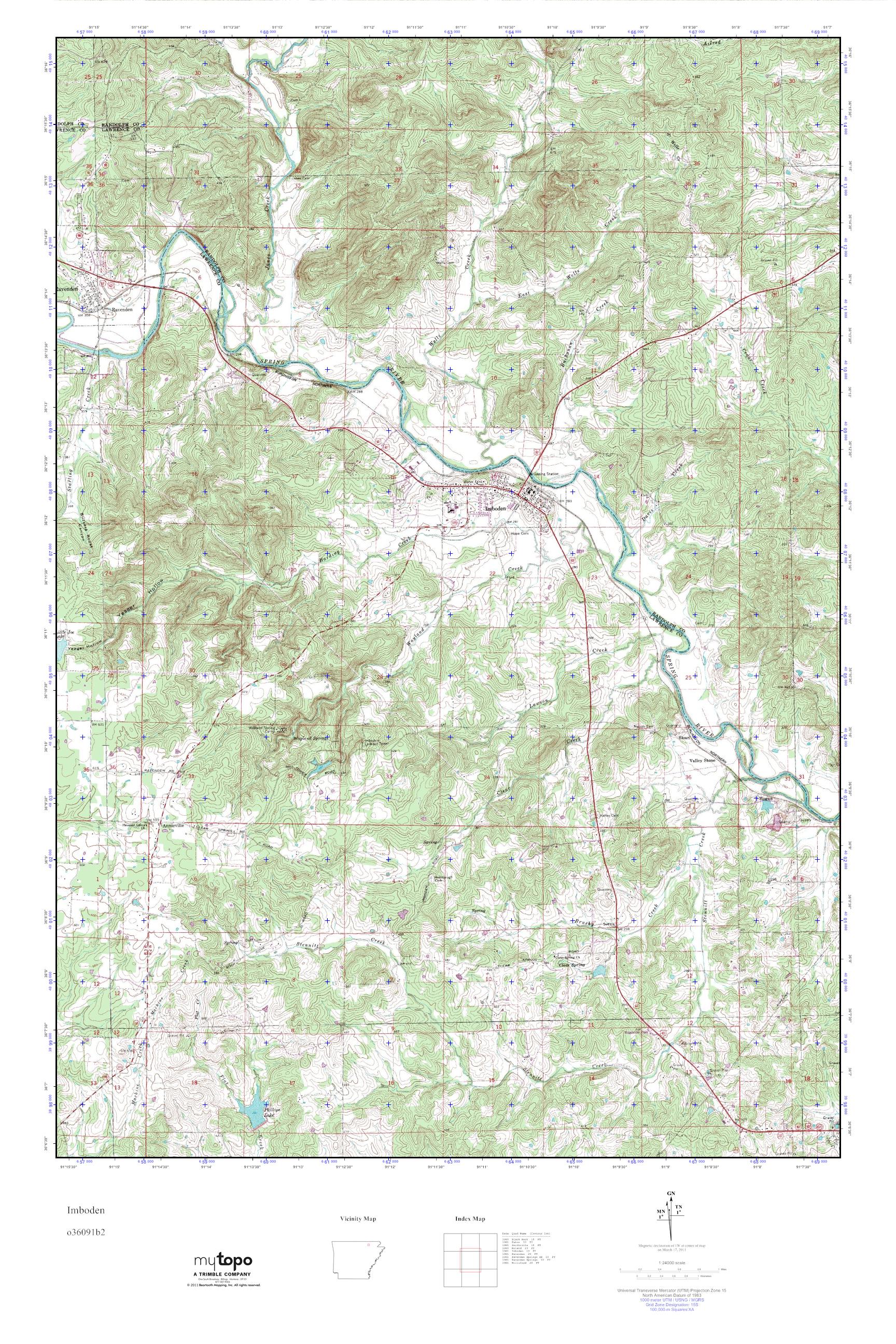 MyTopo Imboden, Arkansas USGS Quad Topo Map