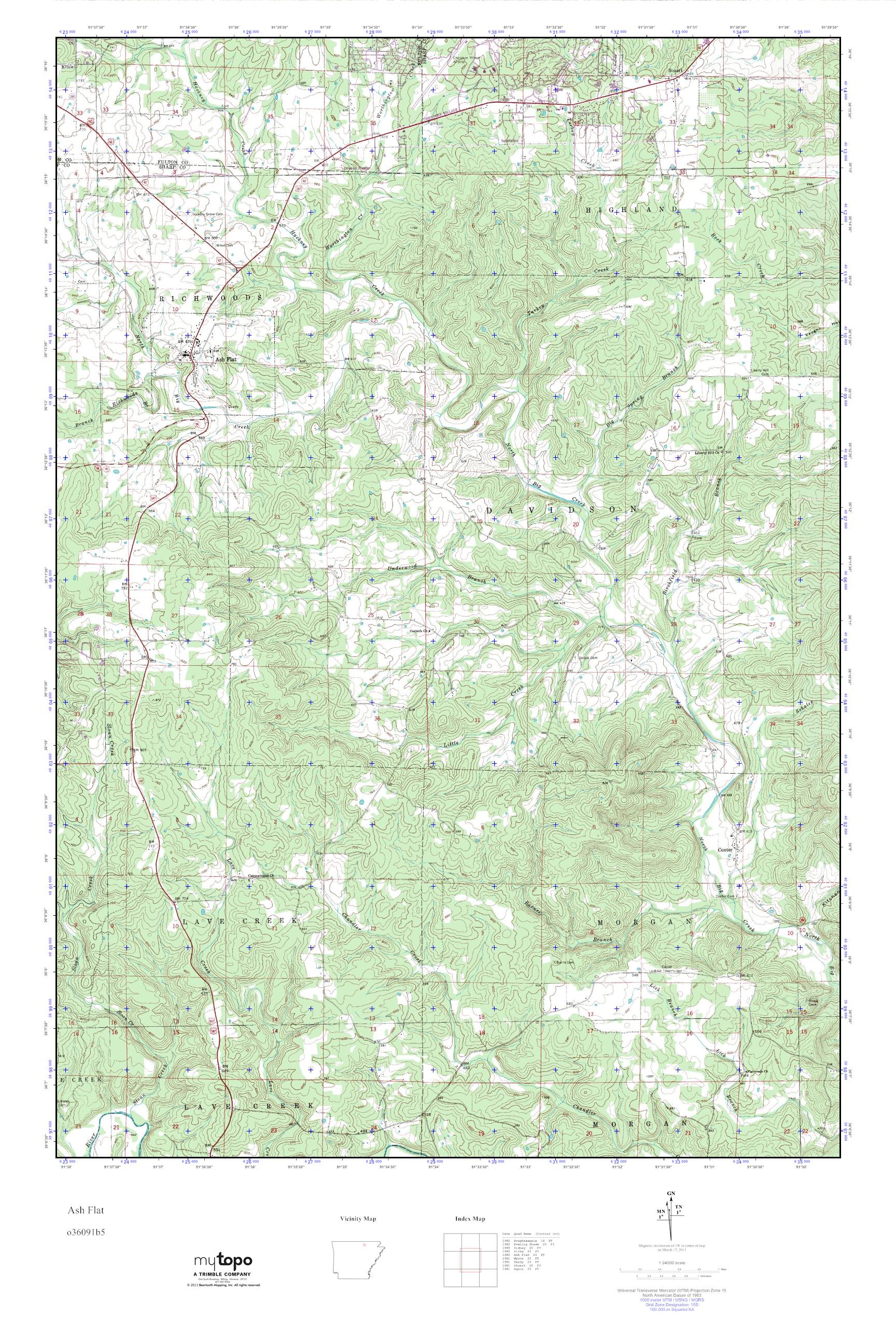 MyTopo Ash Flat, Arkansas USGS Quad Topo Map