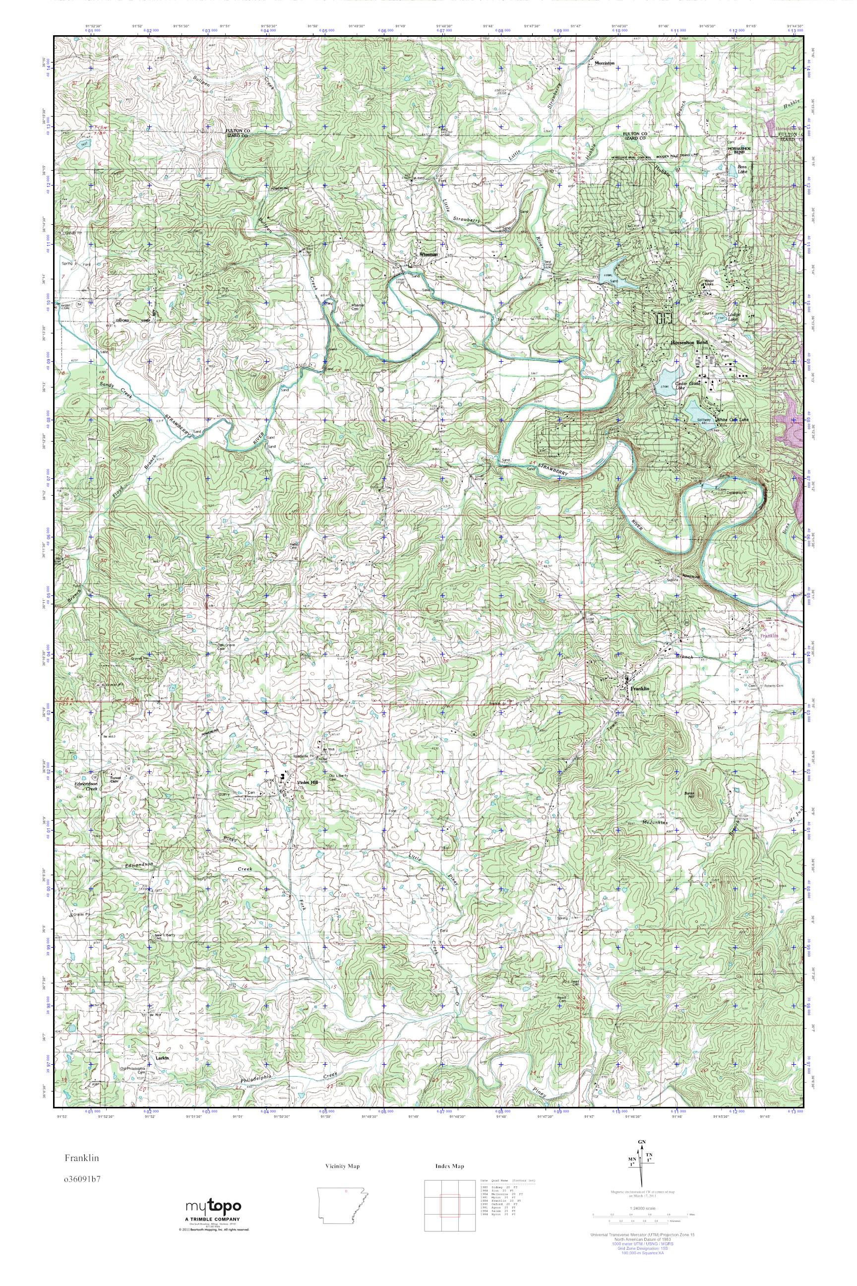 MyTopo Franklin, Arkansas USGS Quad Topo Map