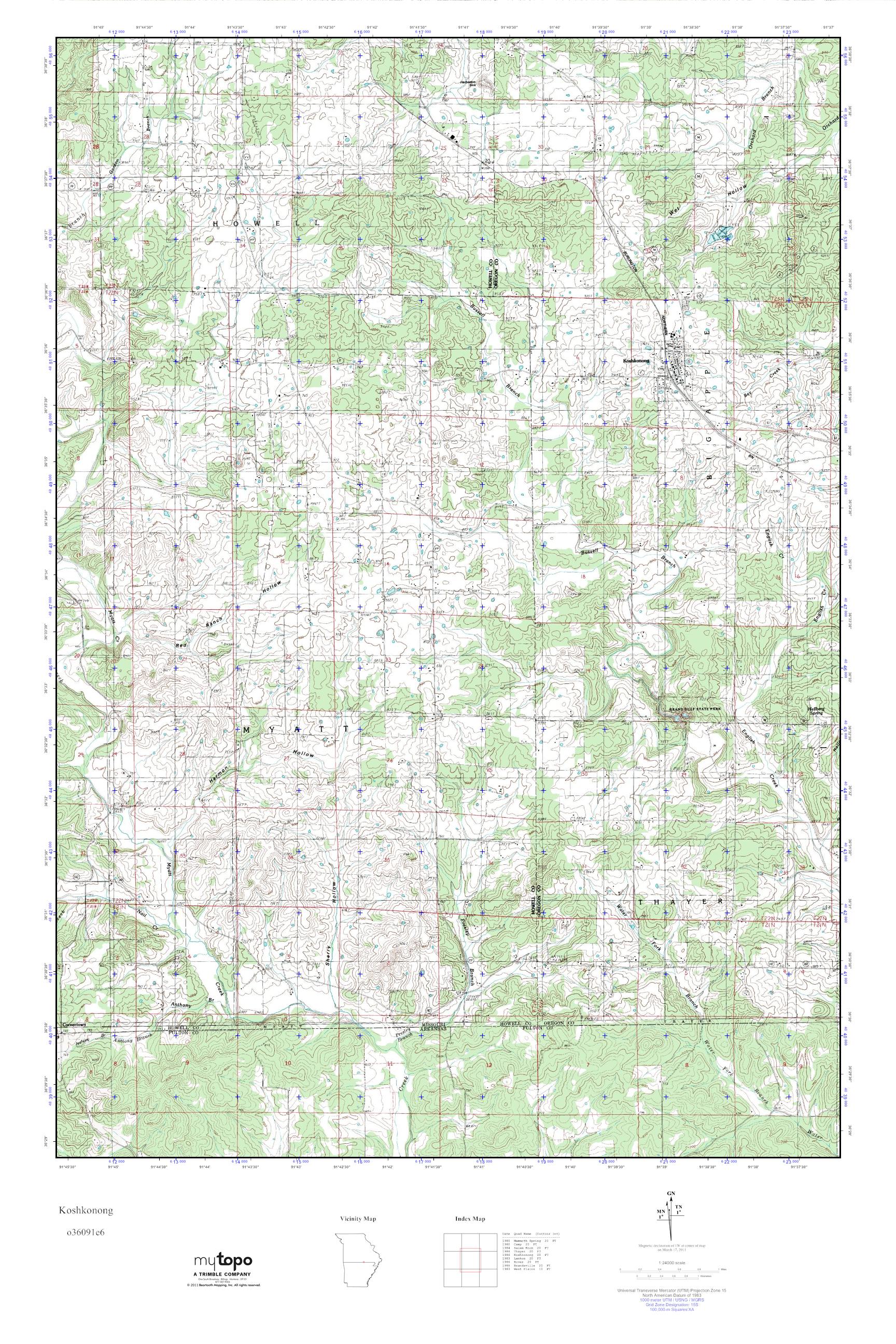 MyTopo Koshkonong, Missouri USGS Quad Topo Map
