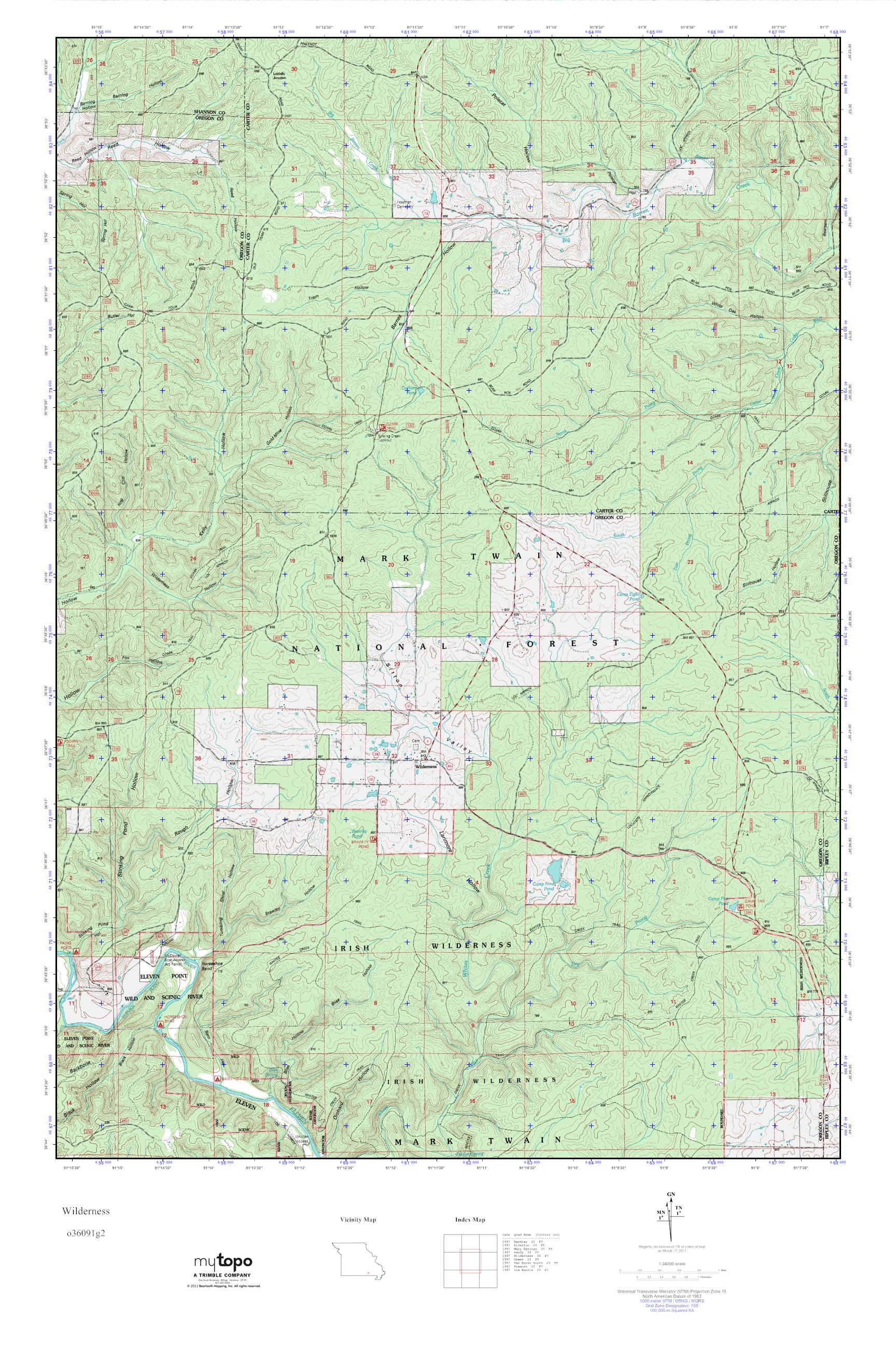 MyTopo Wilderness, Missouri USGS Quad Topo Map