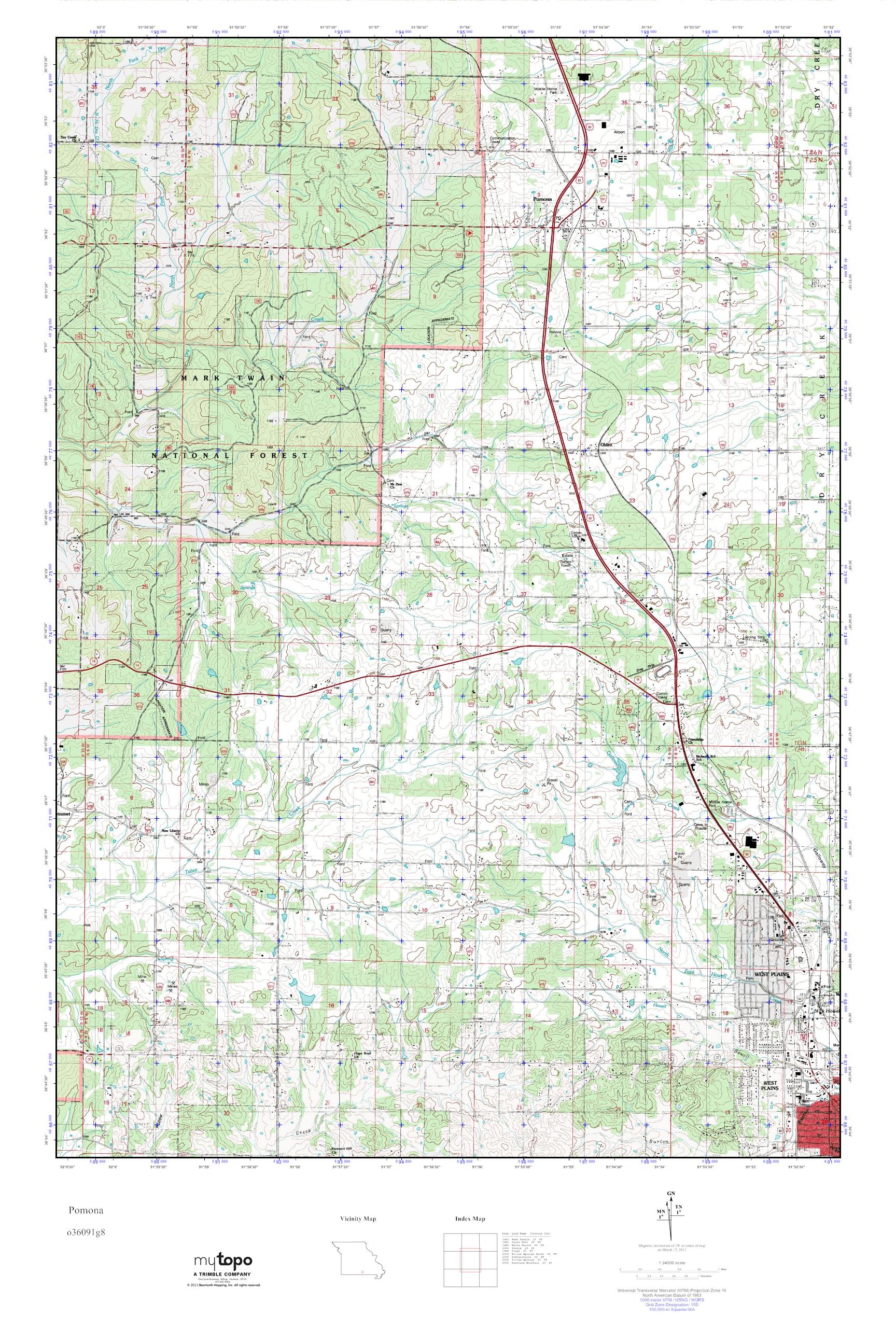 MyTopo Pomona, Missouri USGS Quad Topo Map