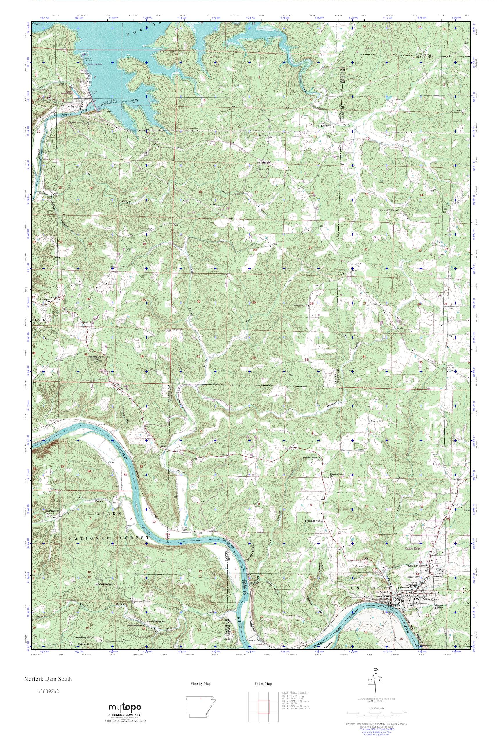 MyTopo Norfork Dam South, Arkansas USGS Quad Topo Map