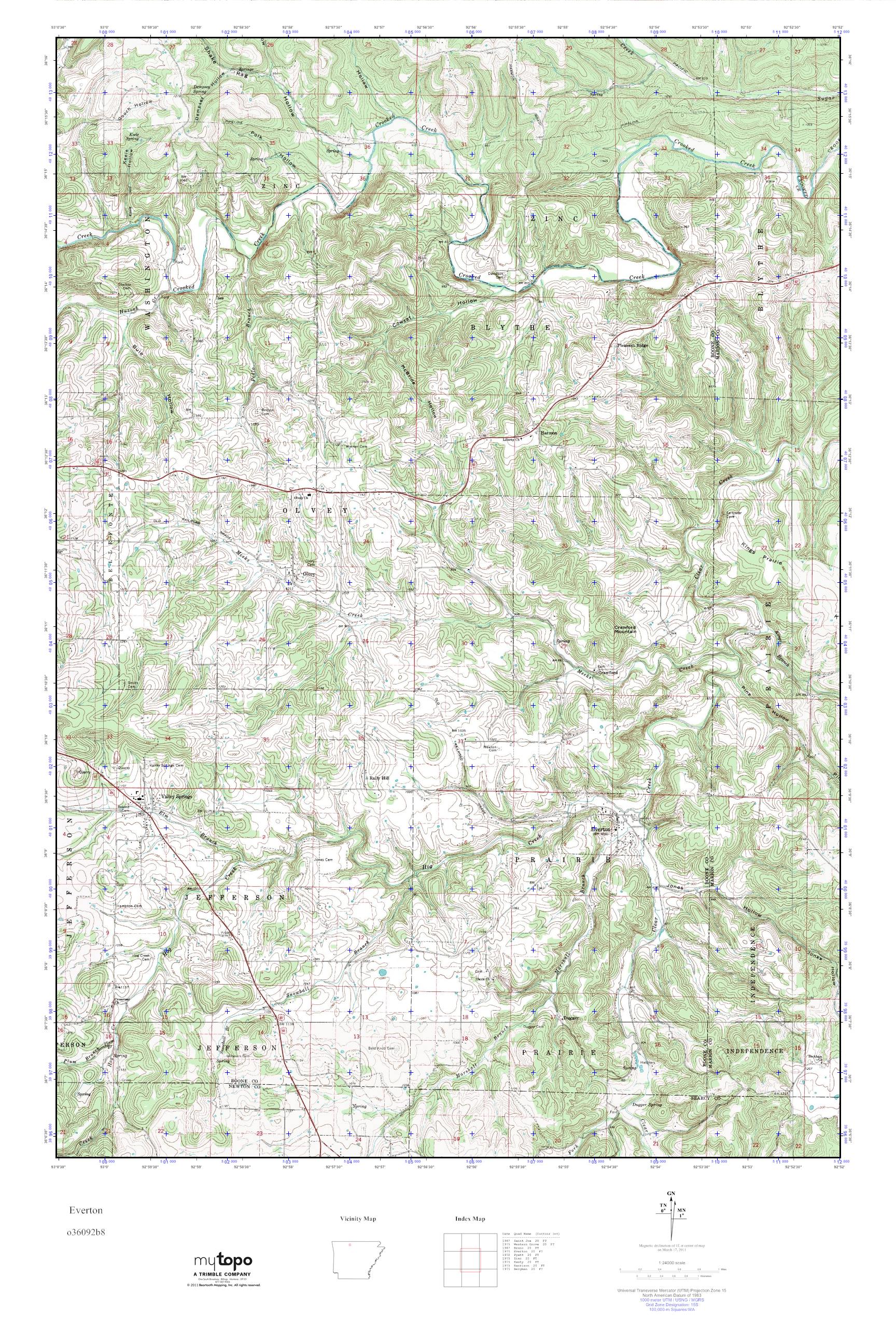 MyTopo Everton, Arkansas USGS Quad Topo Map