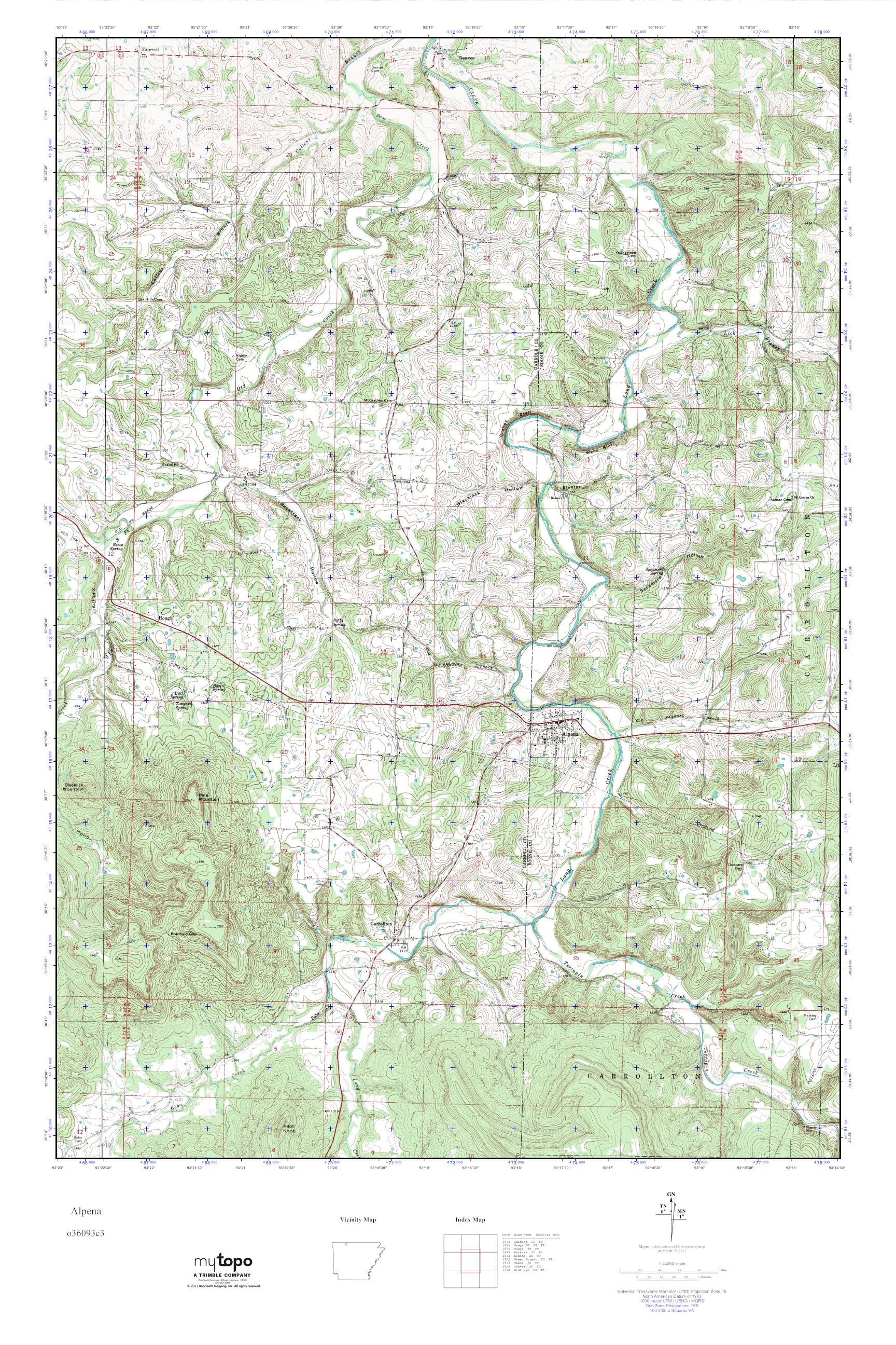 MyTopo Alpena, Arkansas USGS Quad Topo Map