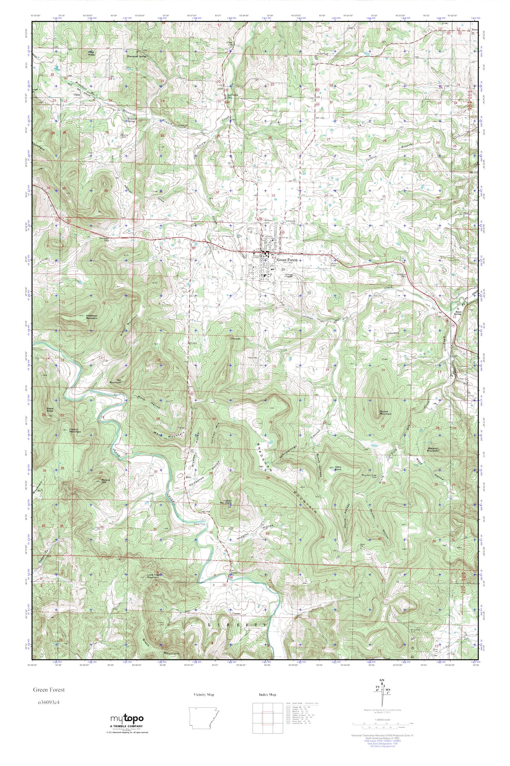 MyTopo Green Forest, Arkansas USGS Quad Topo Map