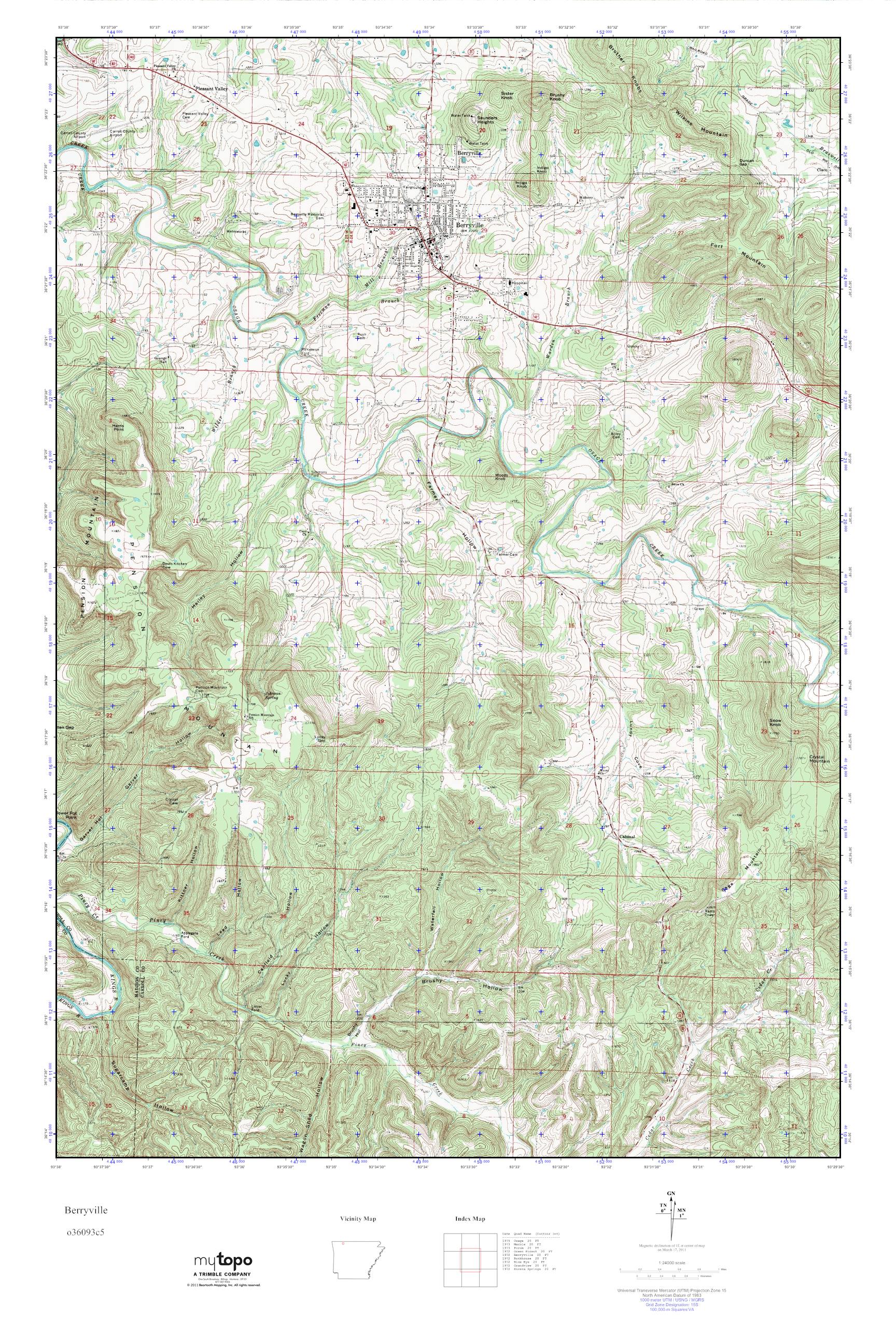 MyTopo Berryville, Arkansas USGS Quad Topo Map