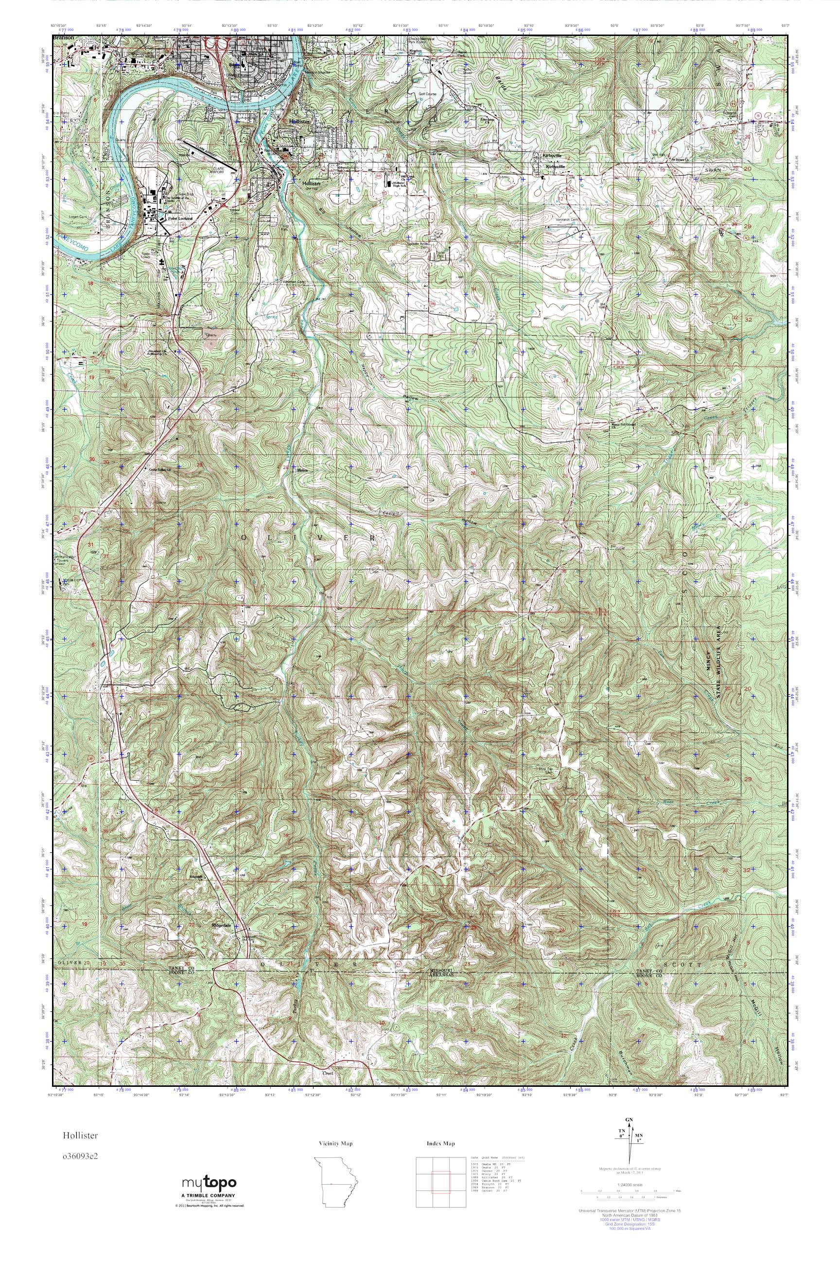 MyTopo Hollister, Missouri USGS Quad Topo Map