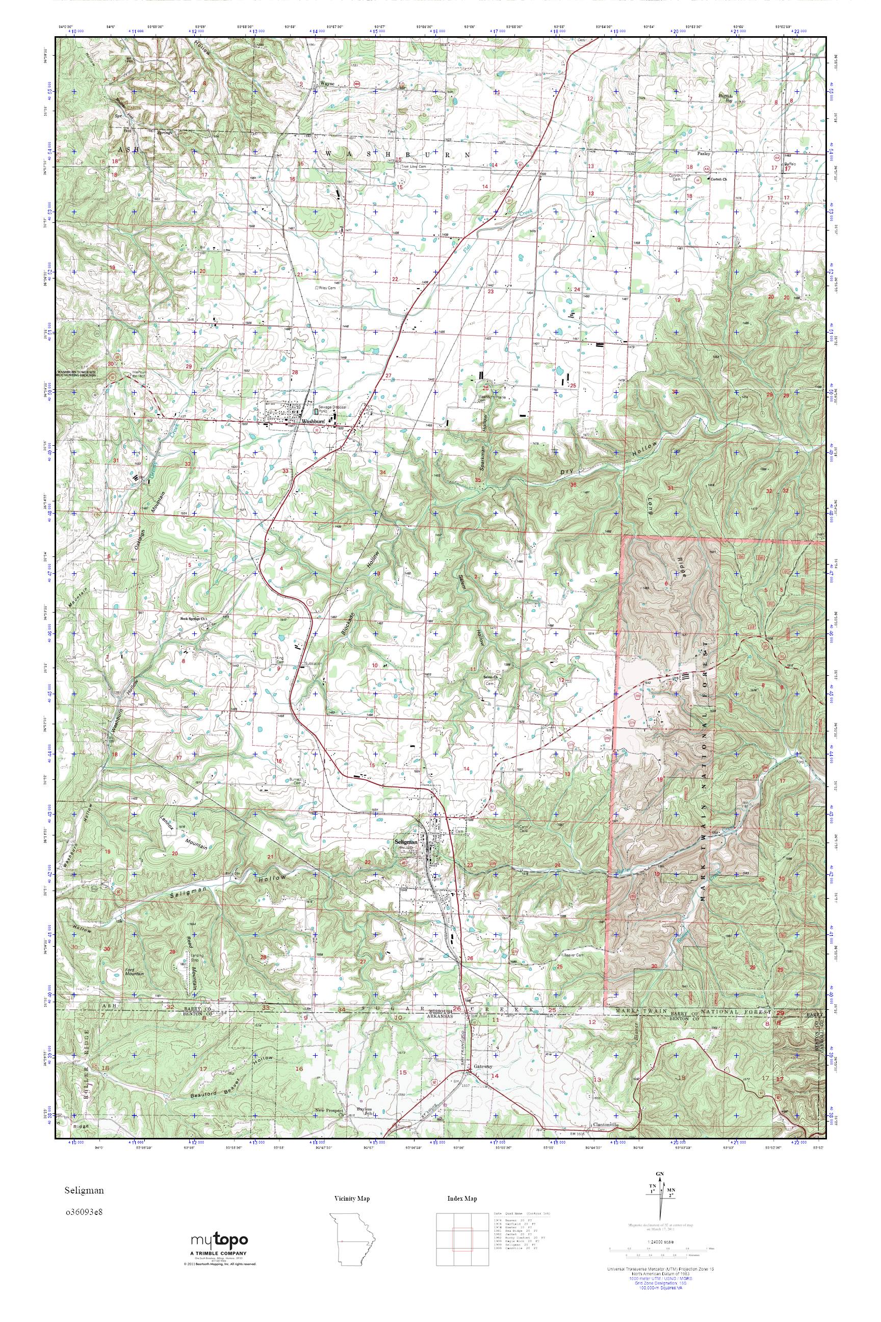 MyTopo Seligman, Missouri USGS Quad Topo Map