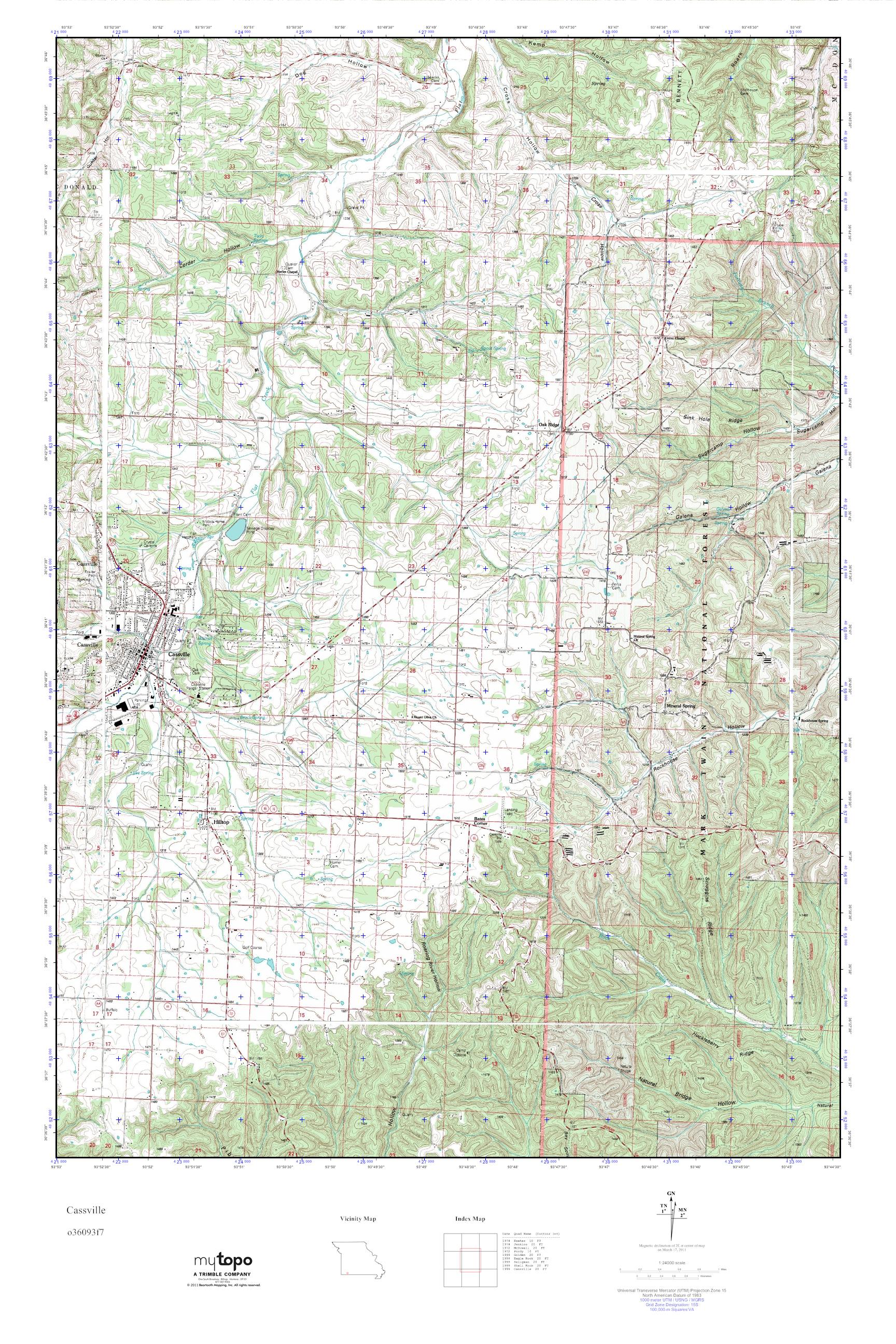 MyTopo Cassville, Missouri USGS Quad Topo Map
