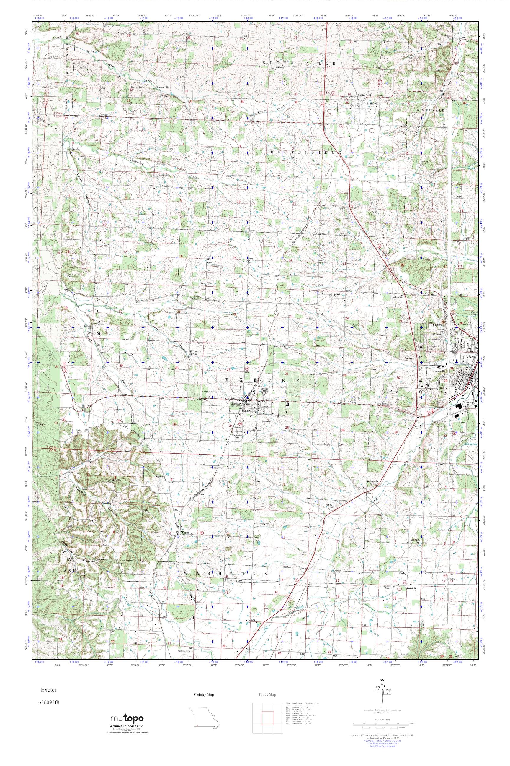 MyTopo Exeter, Missouri USGS Quad Topo Map