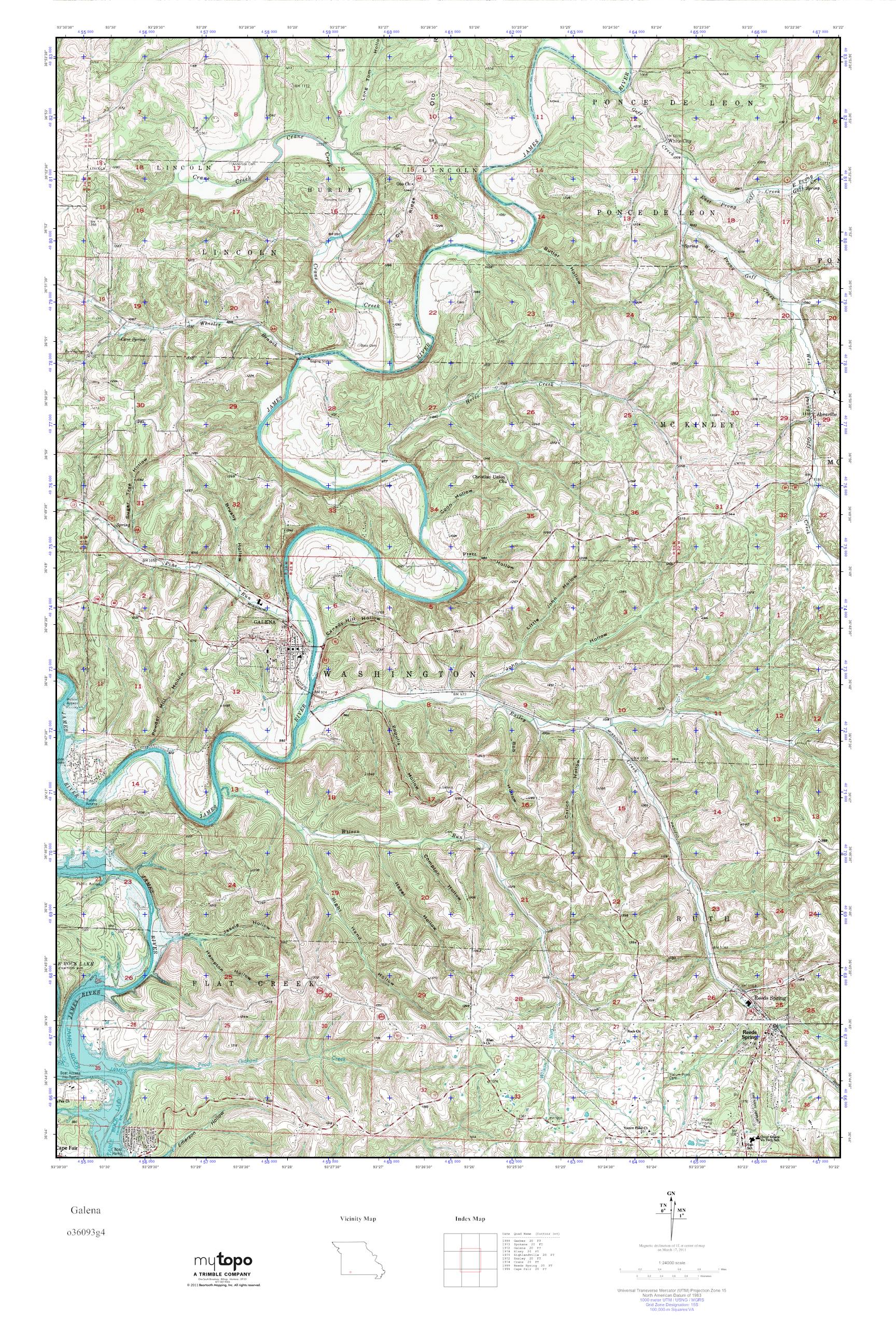 MyTopo Galena, Missouri USGS Quad Topo Map