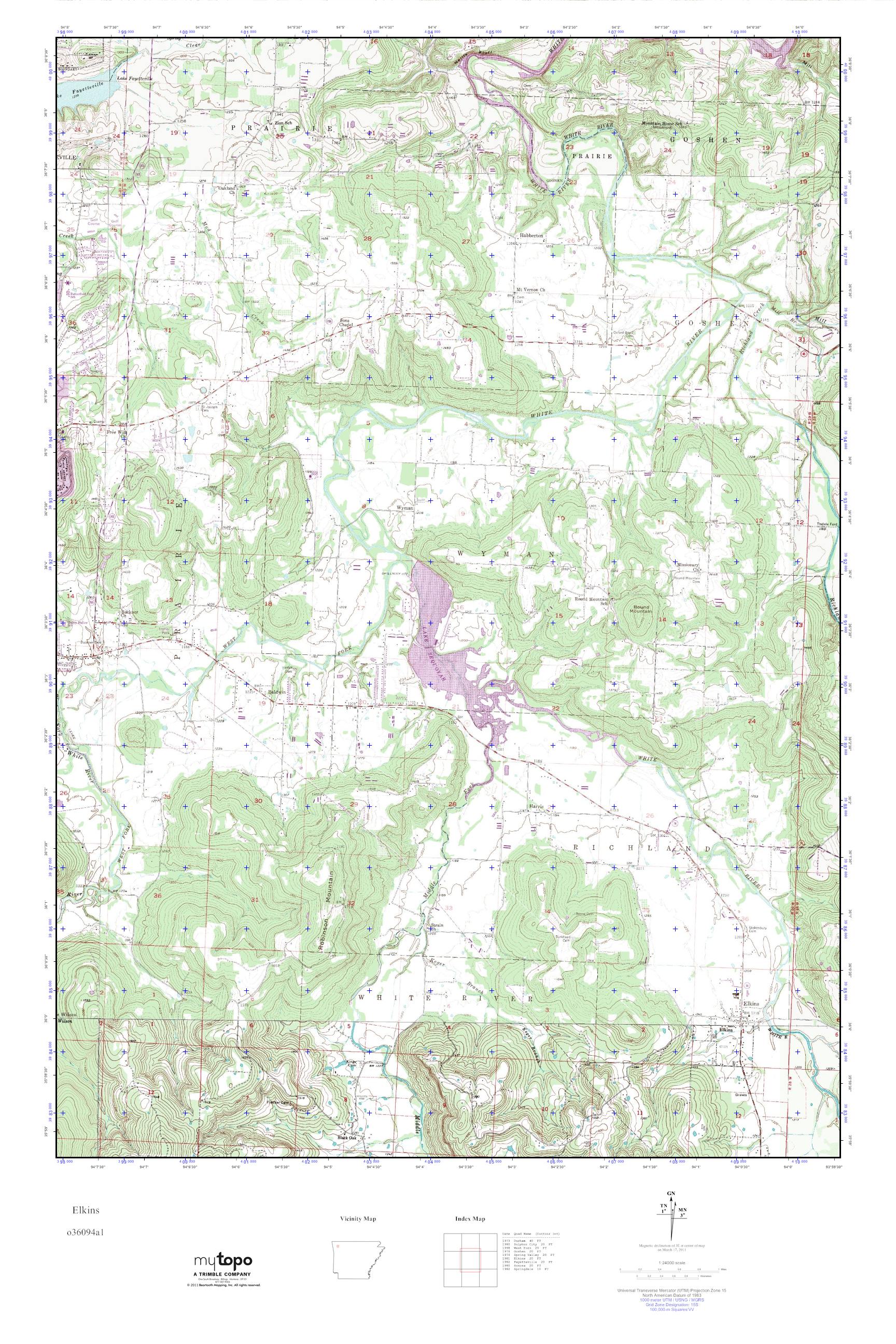 MyTopo Elkins, Arkansas USGS Quad Topo Map