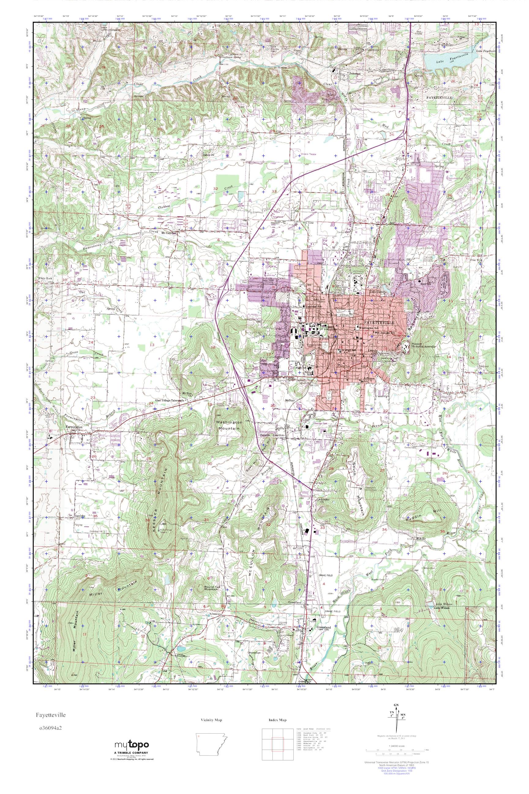 MyTopo Fayetteville, Arkansas USGS Quad Topo Map